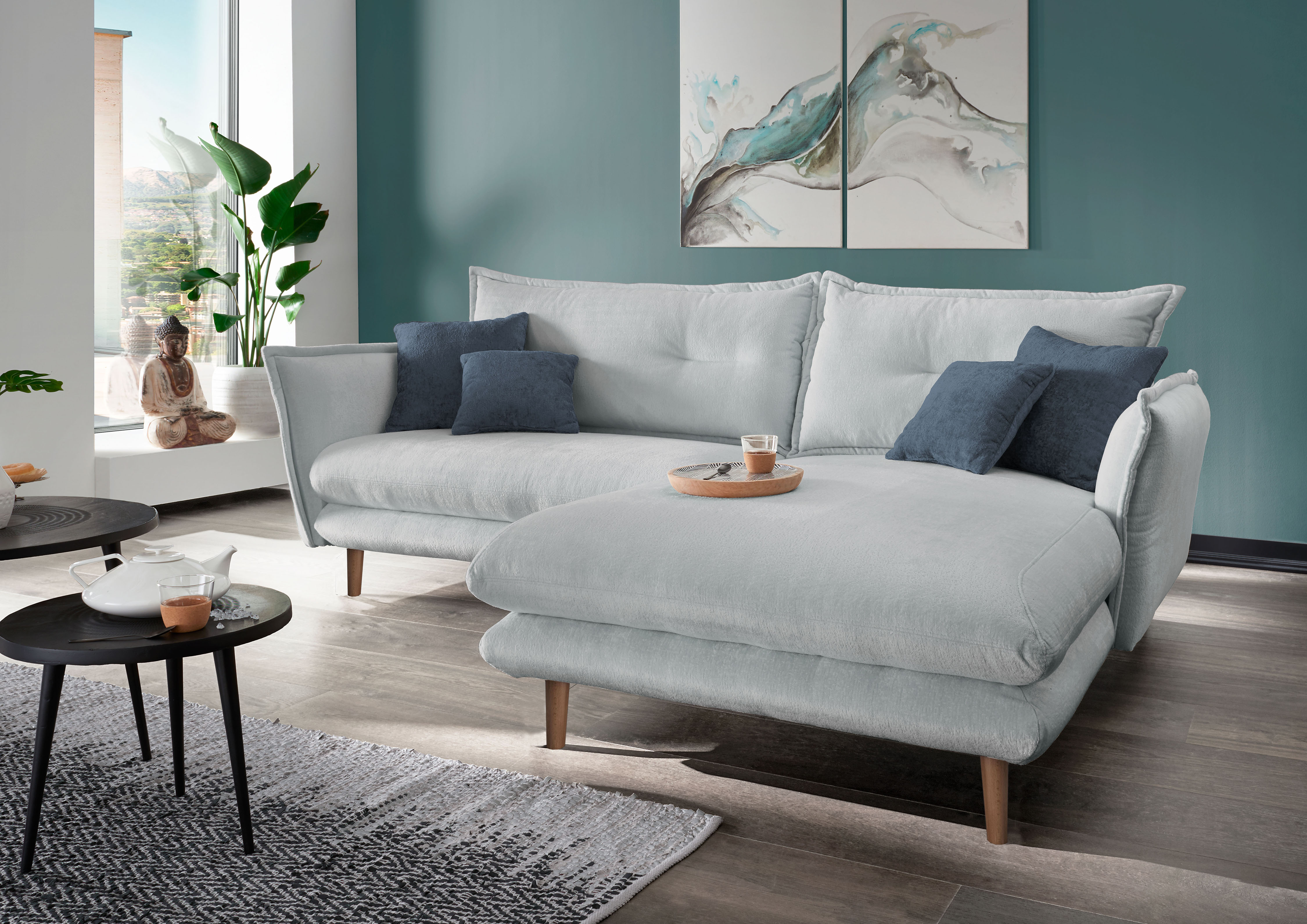 Home affaire Ecksofa "Levke, 255 x 180 cm, modern und bequem" zwei verschiedene Fußfarben wählbar