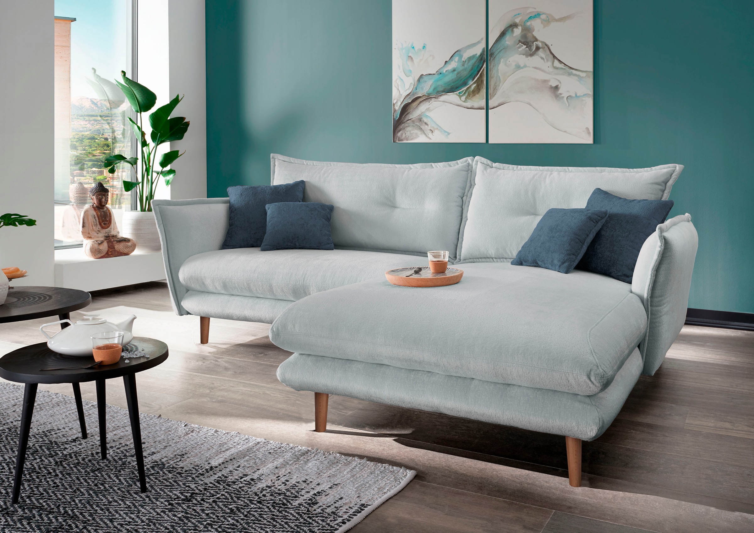 INOSIGN Ecksofa "Lazio modern und bequem, schmale Armlehnen, tolle Detailve günstig online kaufen