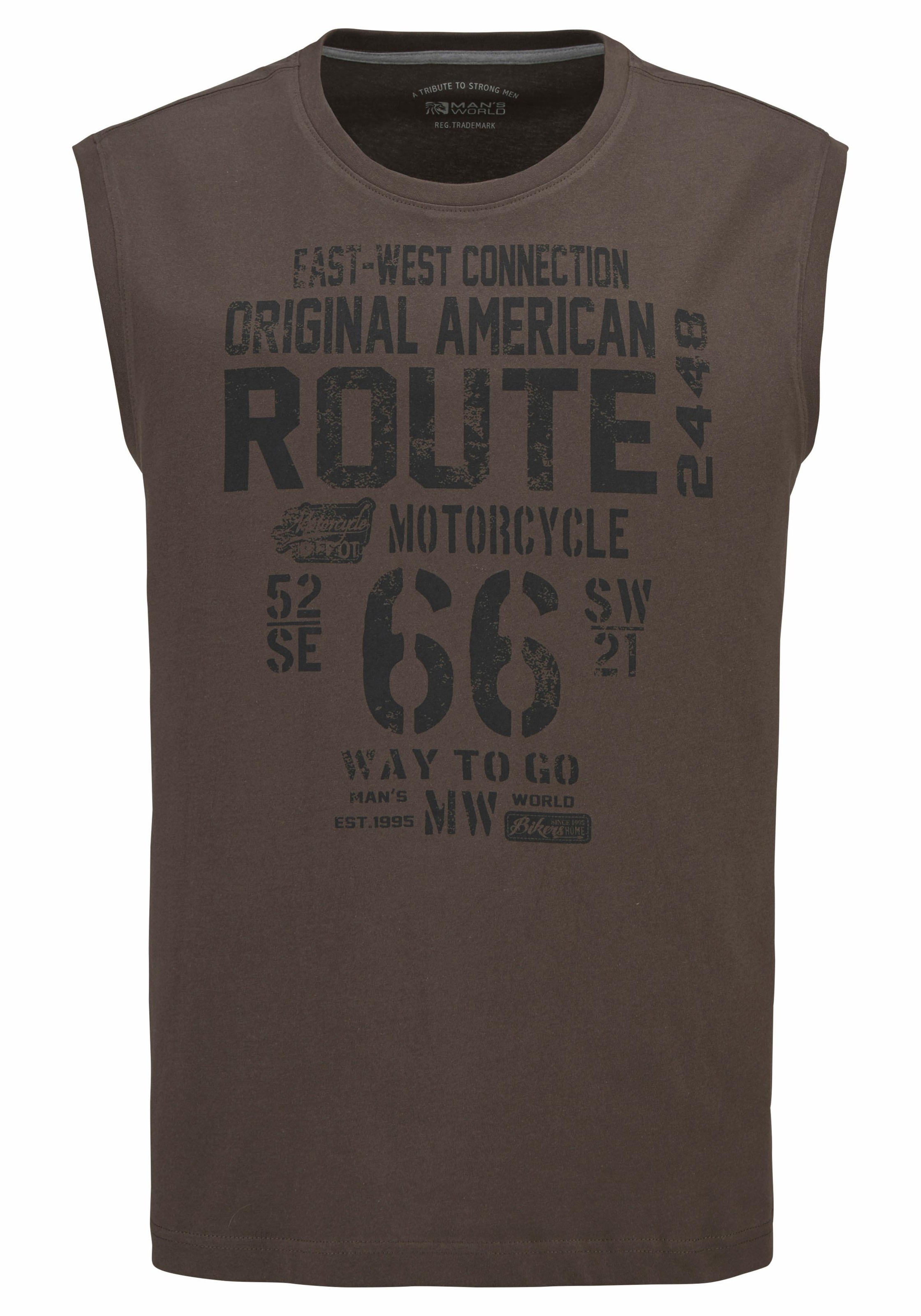 Man's World Muscleshirt, (2er-Pack), ärmellos, bedruckt, Rundhalsausschnitt, aus 100% Baumwolle