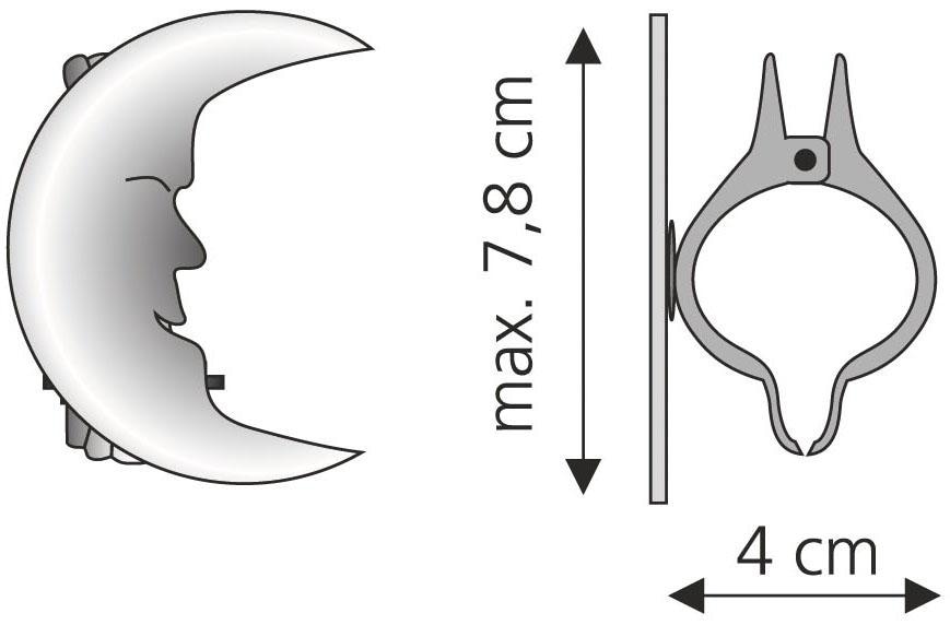 Liedeco Dekoklammer »Mond«, (Packung, 2 St.), für Gardinen, Vorhänge