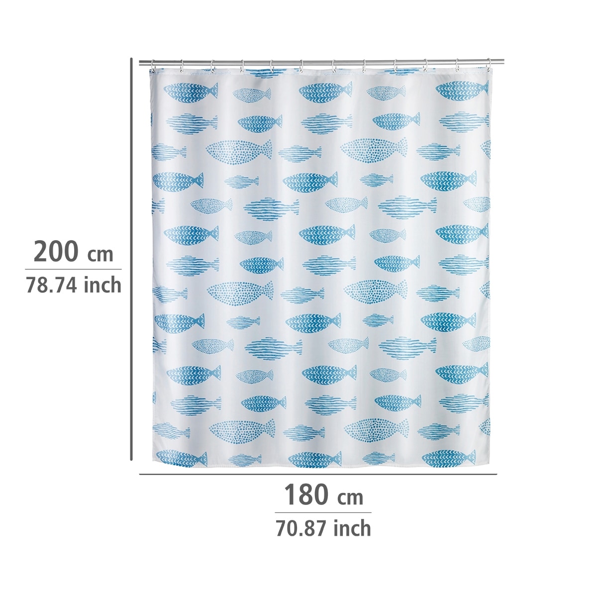 WENKO Duschvorhang »Aquamarin«, Höhe 200 cm, Textil (Polyester)