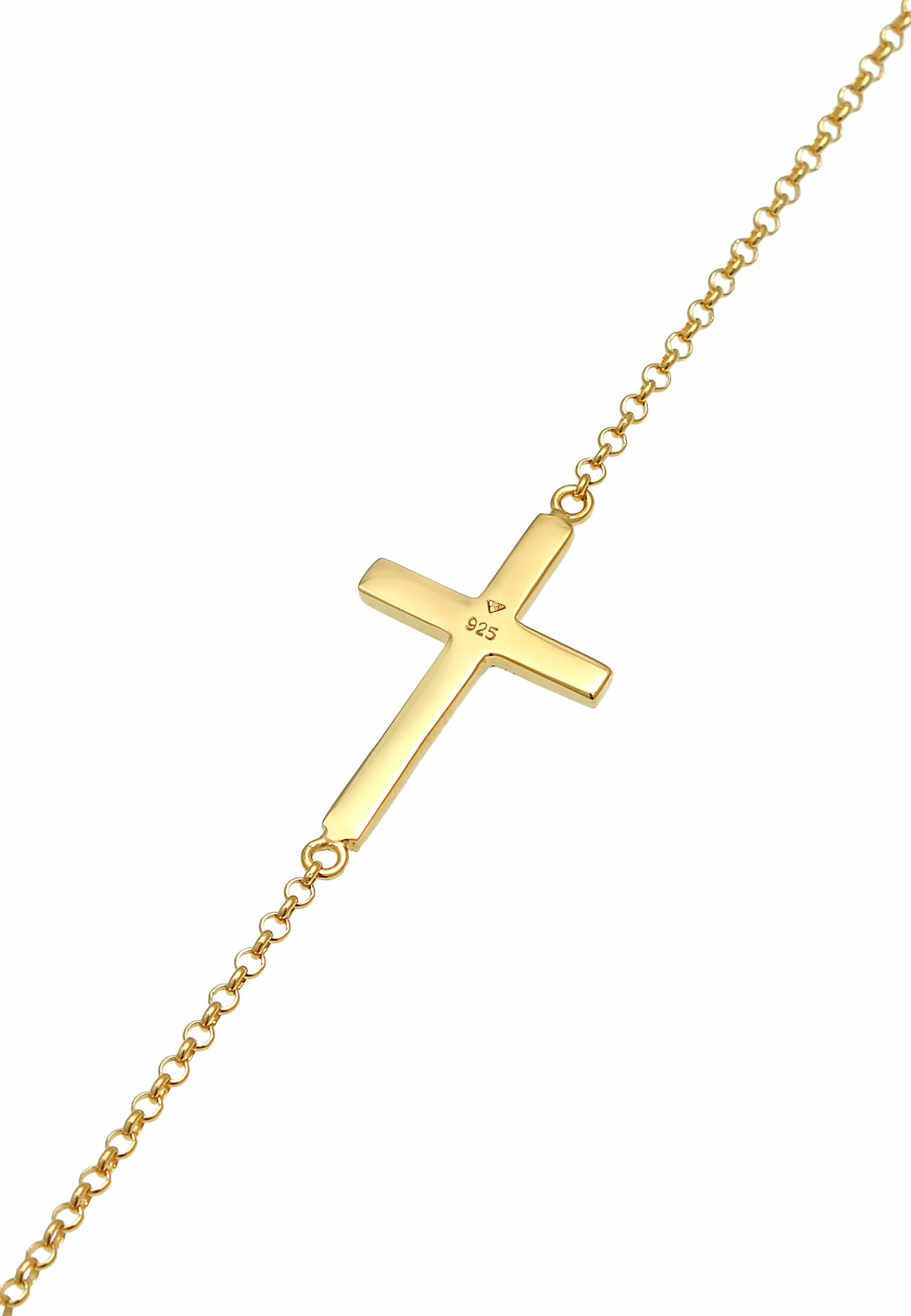 Armband ELLI "Kreuz Horizontal Schlicht 925 Silber" Gr. 16, gold, Armbänder, Damen, 16cm, ohne Stein, Silber 925 (Sterlingsilber), Armband 2