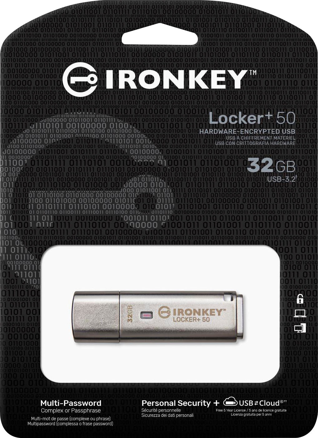 Kingston USB-Stick »IRONKEY LOCKER+ 50 32GB«, (USB 3.2 Lesegeschwindigkeit 145 MB/s)