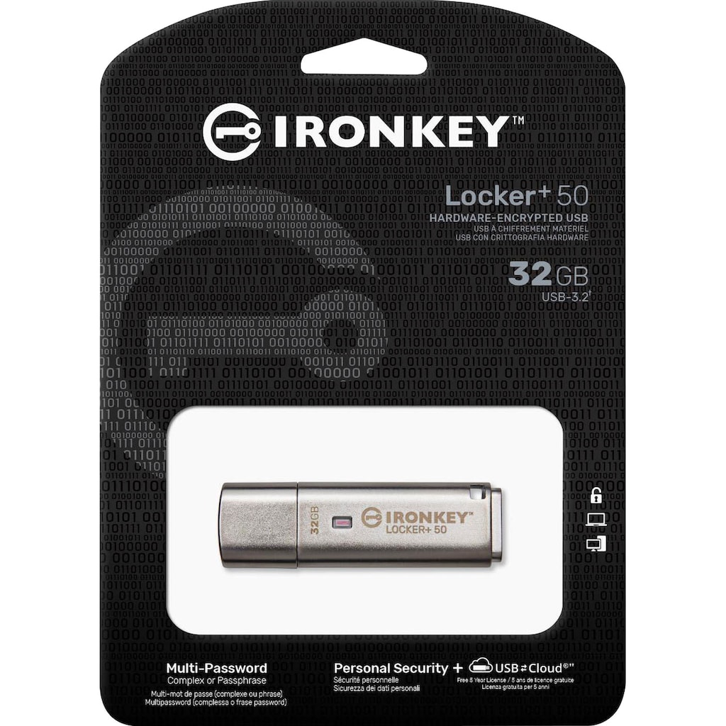 Kingston USB-Stick »IRONKEY LOCKER+ 50 32GB«, (USB 3.2 Lesegeschwindigkeit 145 MB/s)