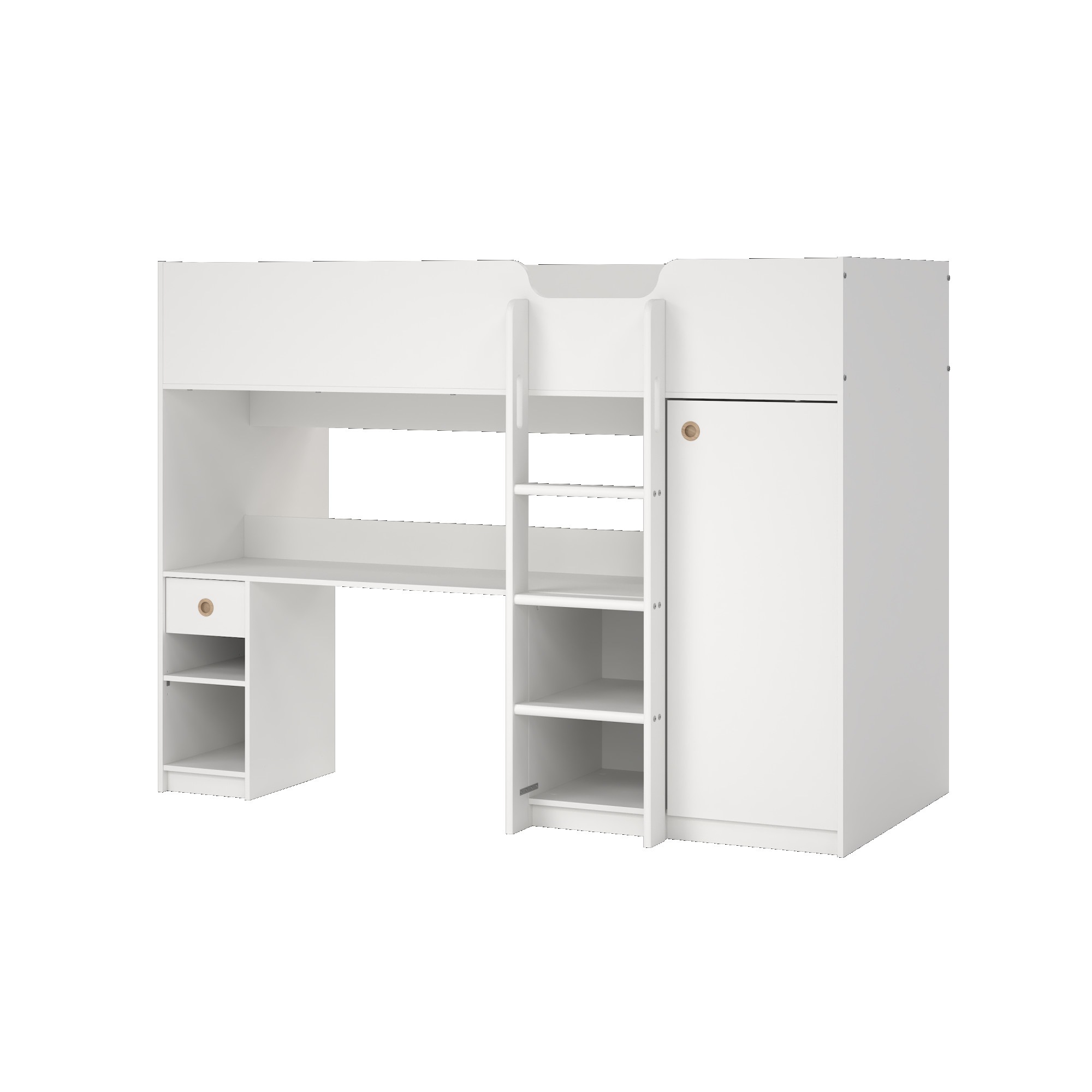 Home affaire Etagenbett "Hochbett mit viel Stauraum und Schrank" Hohes Kinderbett mit integriertem Kleiderschrank