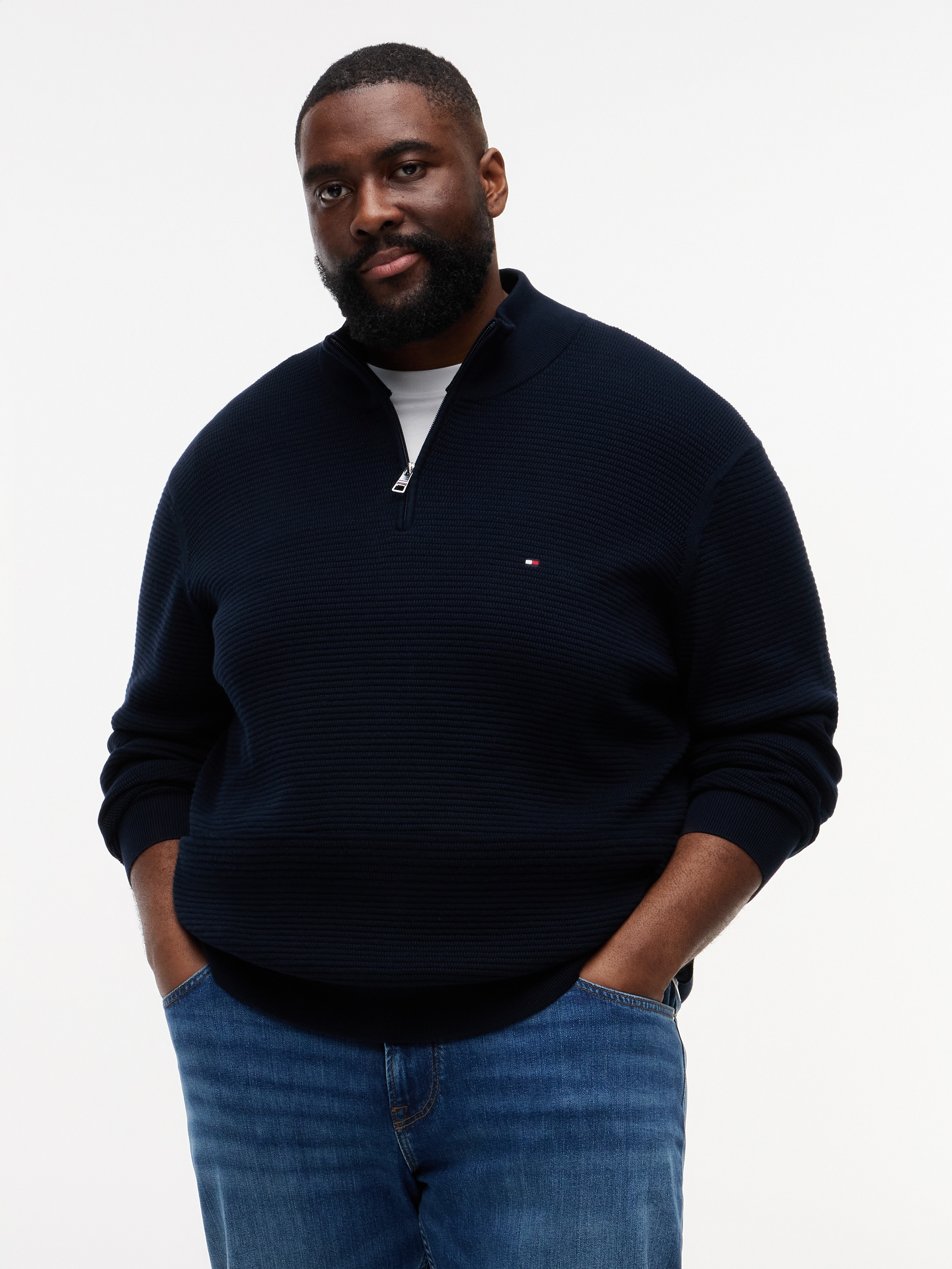 Tommy Hilfiger Big & Tall Strickpullover "BT-SEASONAL STRUCTURE ZIP MOCK" G günstig online kaufen