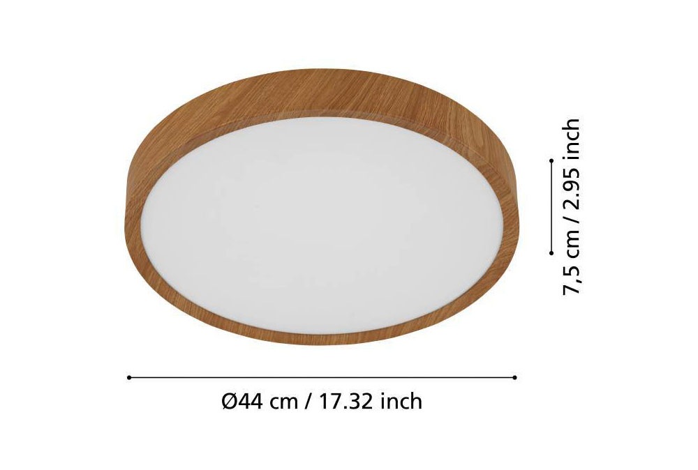 EGLO Deckenleuchte »MUSURITA«, 6 flammig, Leuchtmittel LED-Modul | LED wechselbar, Deckenlampe, Wohnzimmer, Stahl, Kunststoff, Holz-Optik, Weiß, Ø44 cm