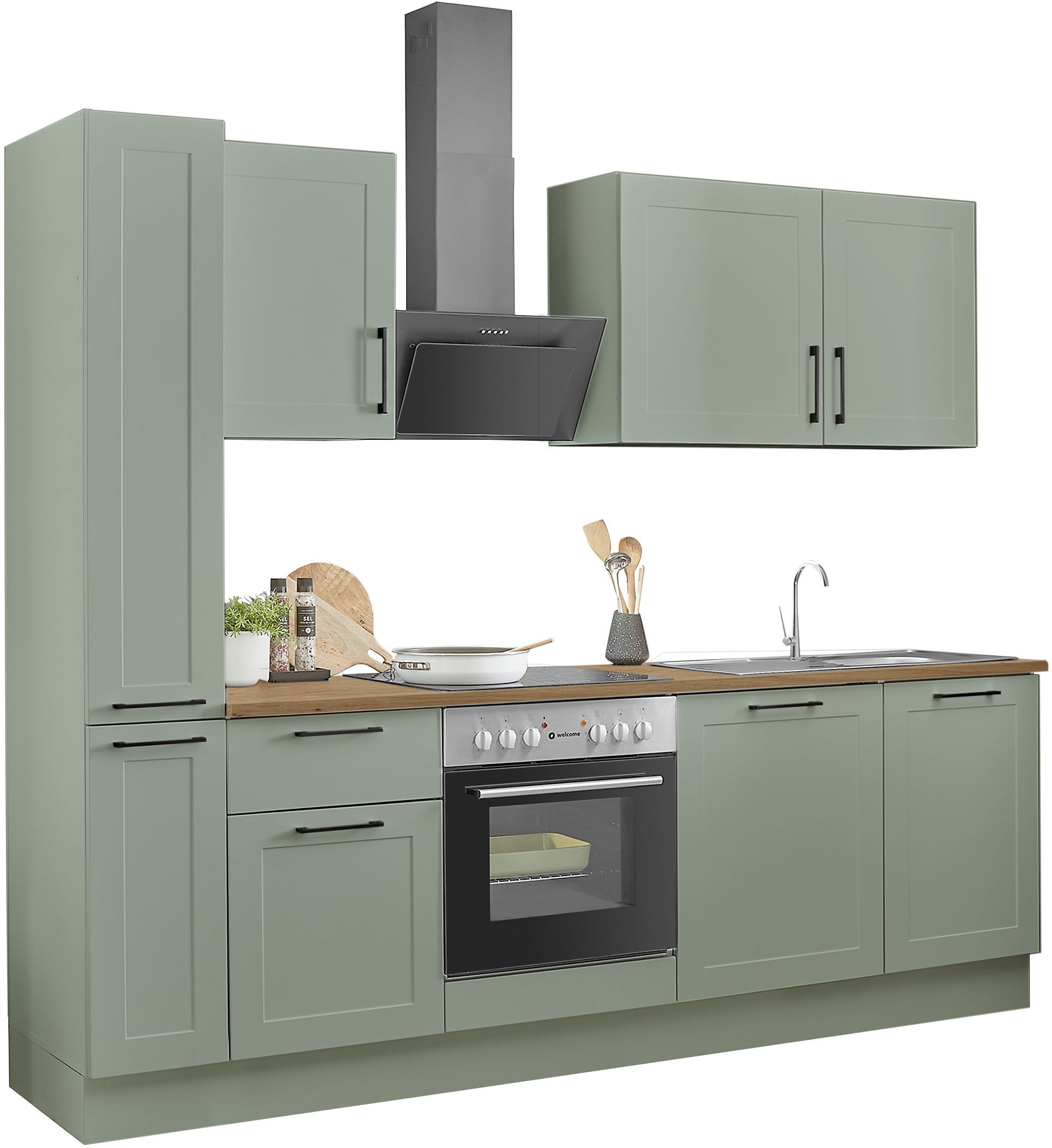 BASIC by Balculina Küchenzeile »Marsi«, Breite 250 cm, wahlweise mit E-Geräten, Soft-Close-Funktion