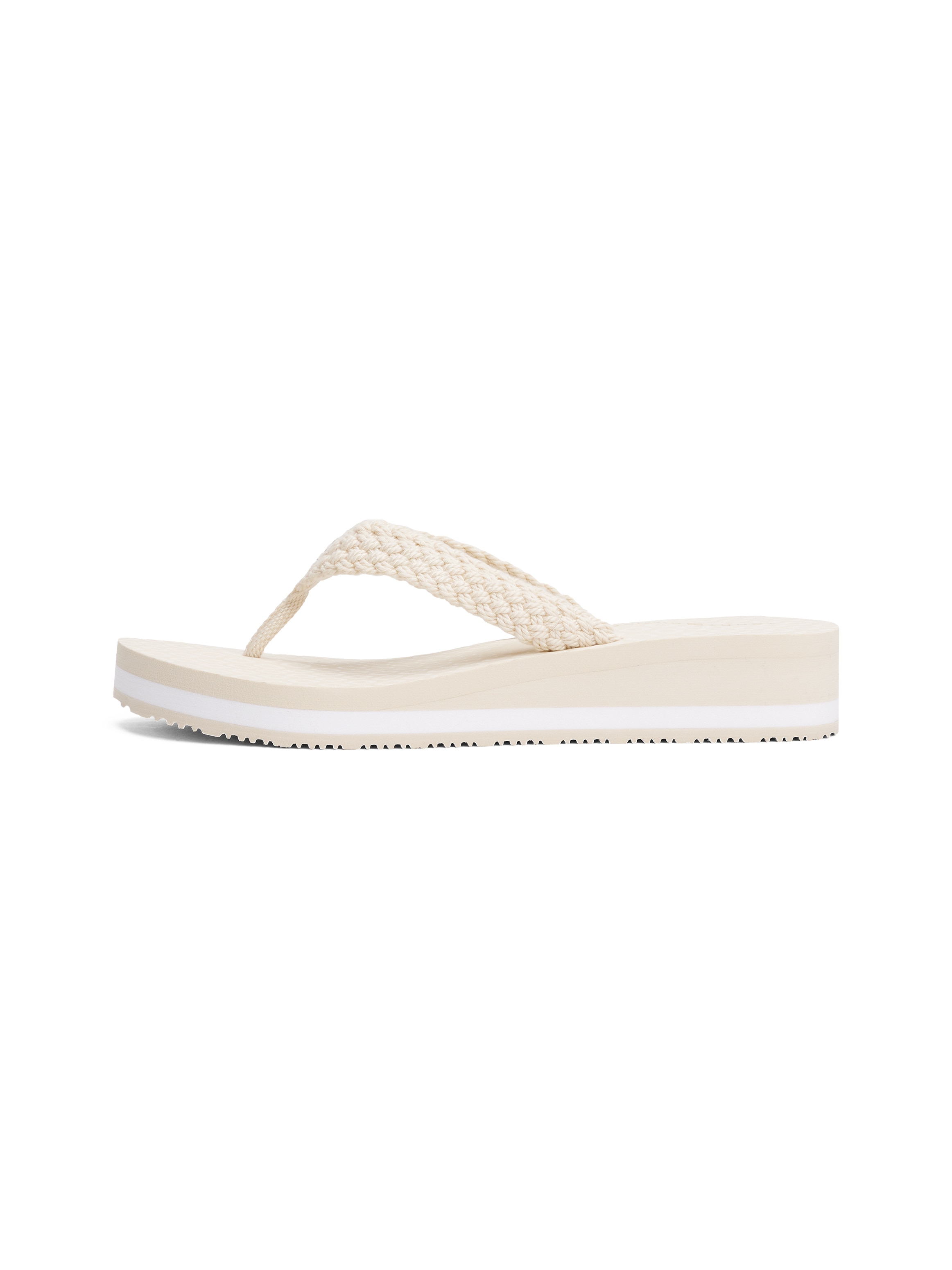 Tommy Hilfiger Dianette »TH CROCHET MID BEACH SANDAL«, Keilabsatz, Plateau, Zehentrenner, Sommerschuh mit Label