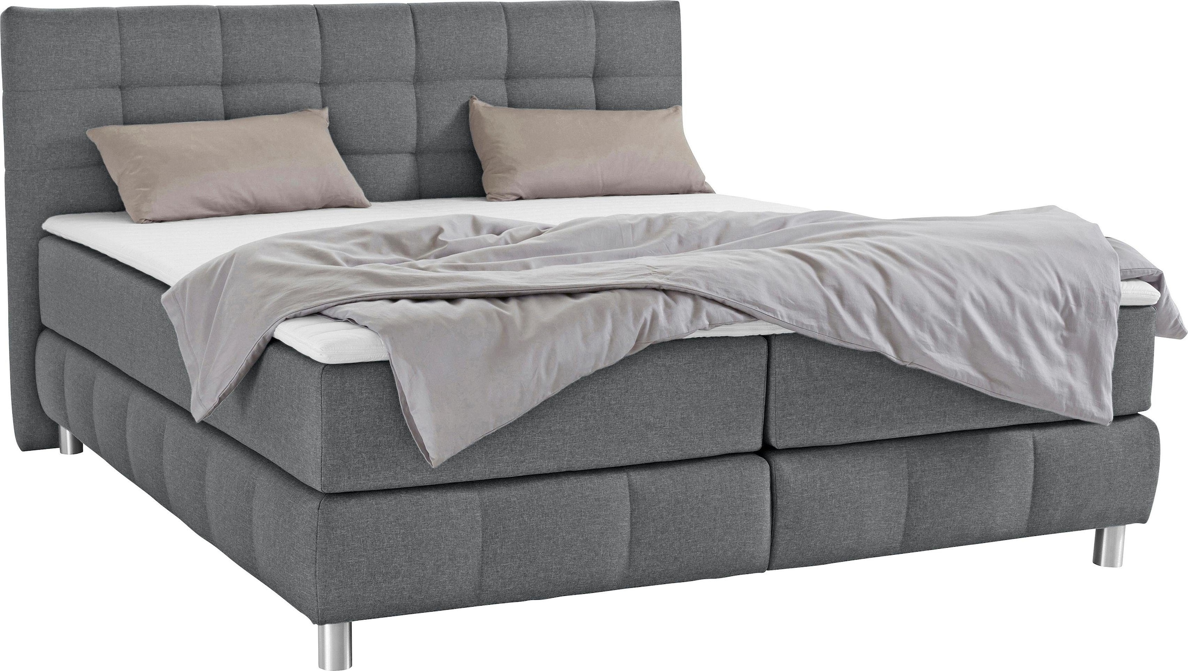 andas Boxspringbett »Salo XXL«, in Samtoptik oder Struktur, 6 Breiten in Überlänge 220cm, 4 Härtegrade