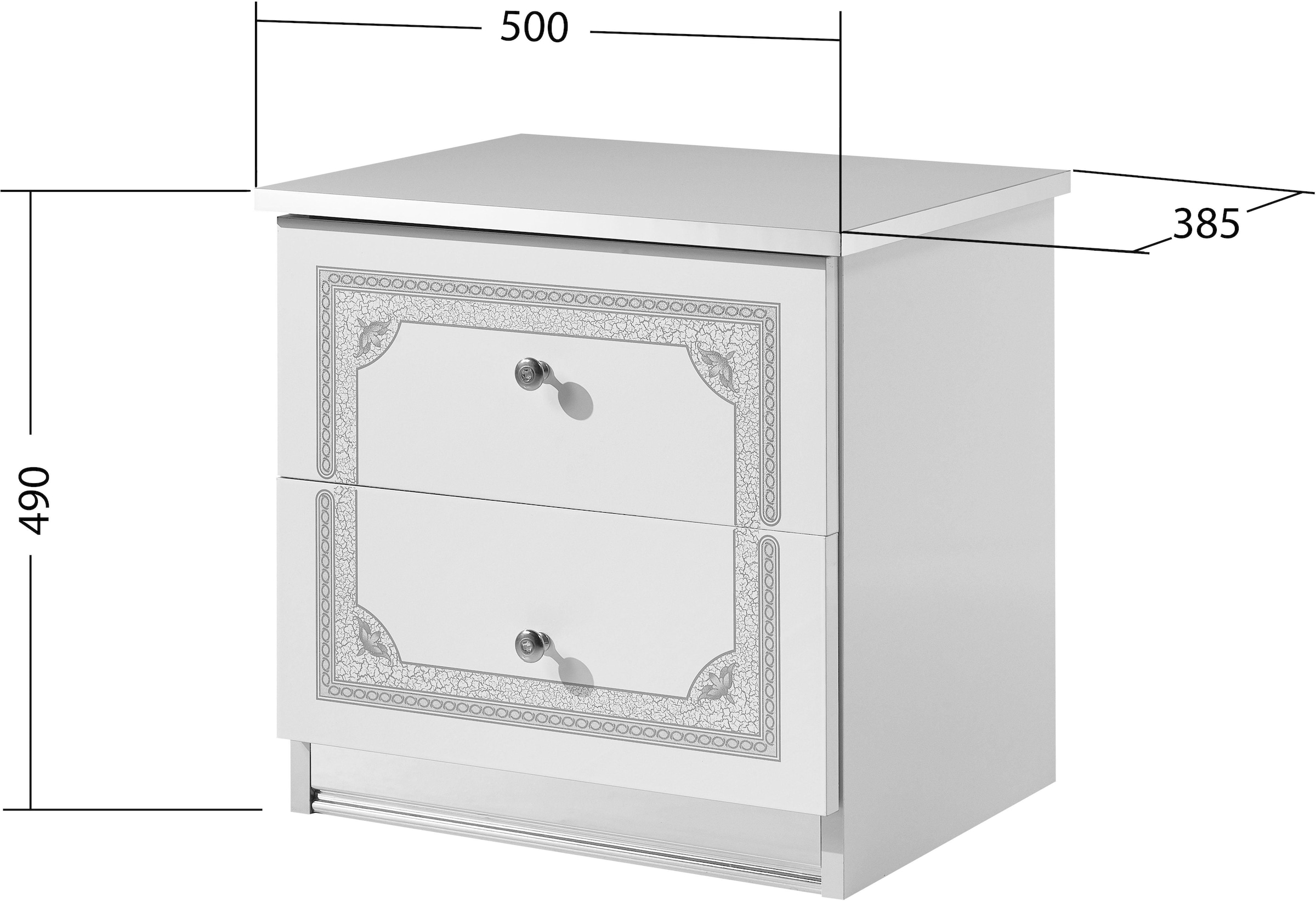 INOSIGN Nachtkommode »Greta, aus FSC-zertifiziertem Holzwerkstoff mit Dekor im Klassikstil«, (Maße (B/T/H): 50/38,5/49 cm), mit 2 Schubladen, soft-close-Funktion, Made in Italy