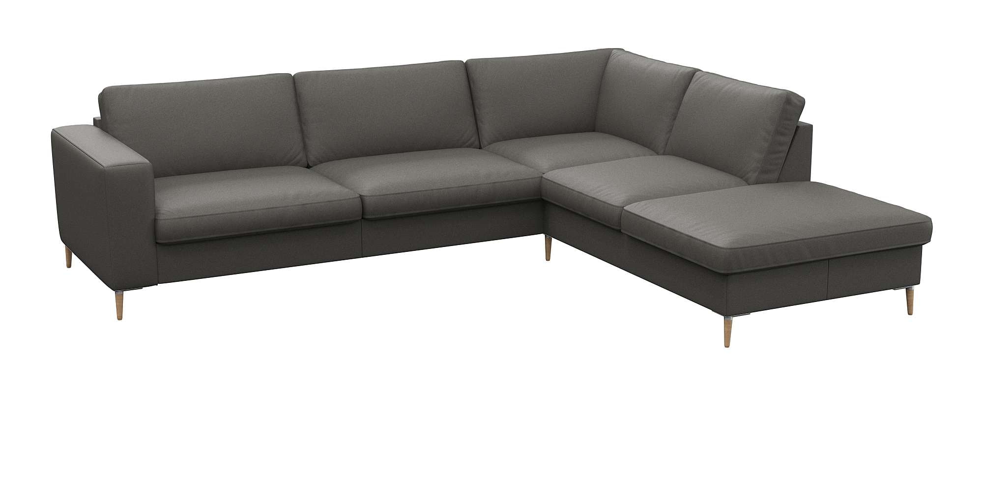 FLEXLUX Ecksofa »Fiore, Sitzaufbau mit hochwertigem Kaltschaum für mehr Sitzkomfort«, breite Armlehnen, L-Form, Füße Alu/Eiche