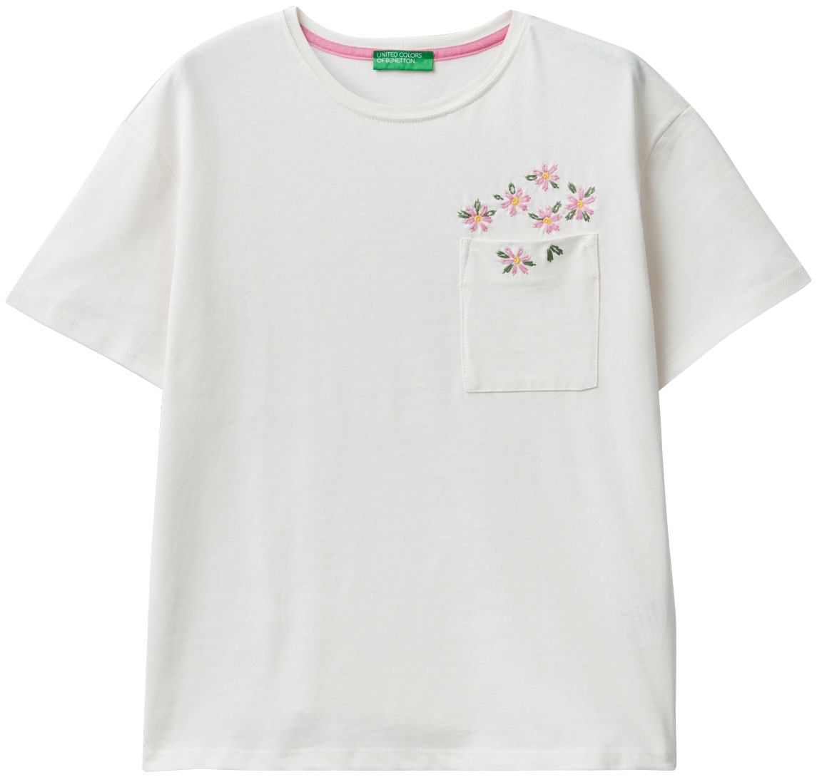 United Colors of Benetton T-Shirt, mit mehrfarbiger Blumenstickerei