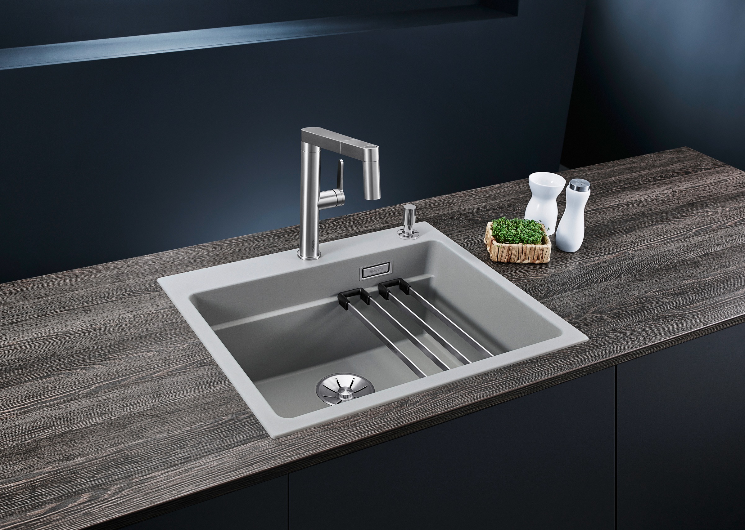 Blanco Granitspüle "ETAGON 6" 1 Stk. tlg. inklusive 2 Gratis ETAGON-Schienen aus Edelstahl