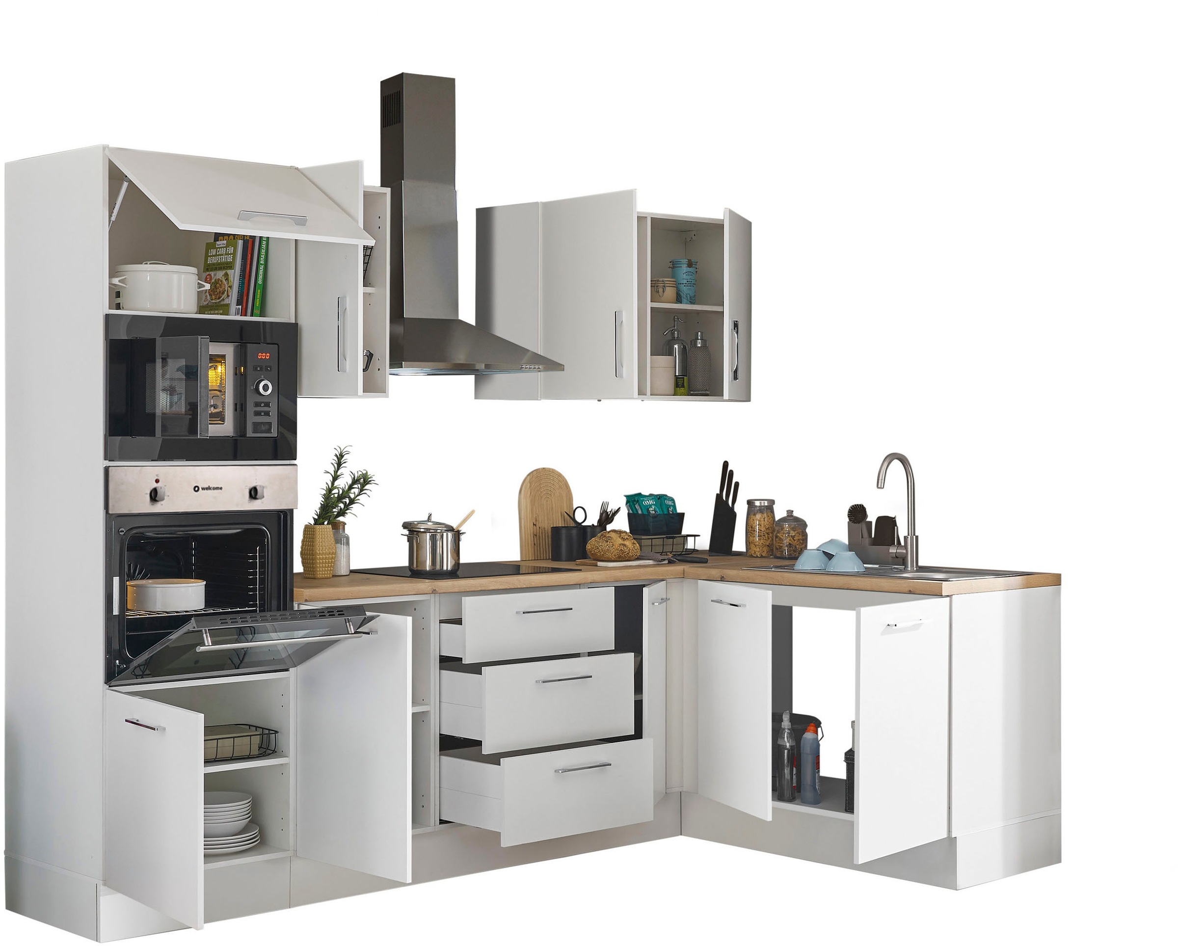 BASIC by Balculina Winkelküche »Turin«, Stellbreite 270x175 cm, wahlweise mit E-Geräten