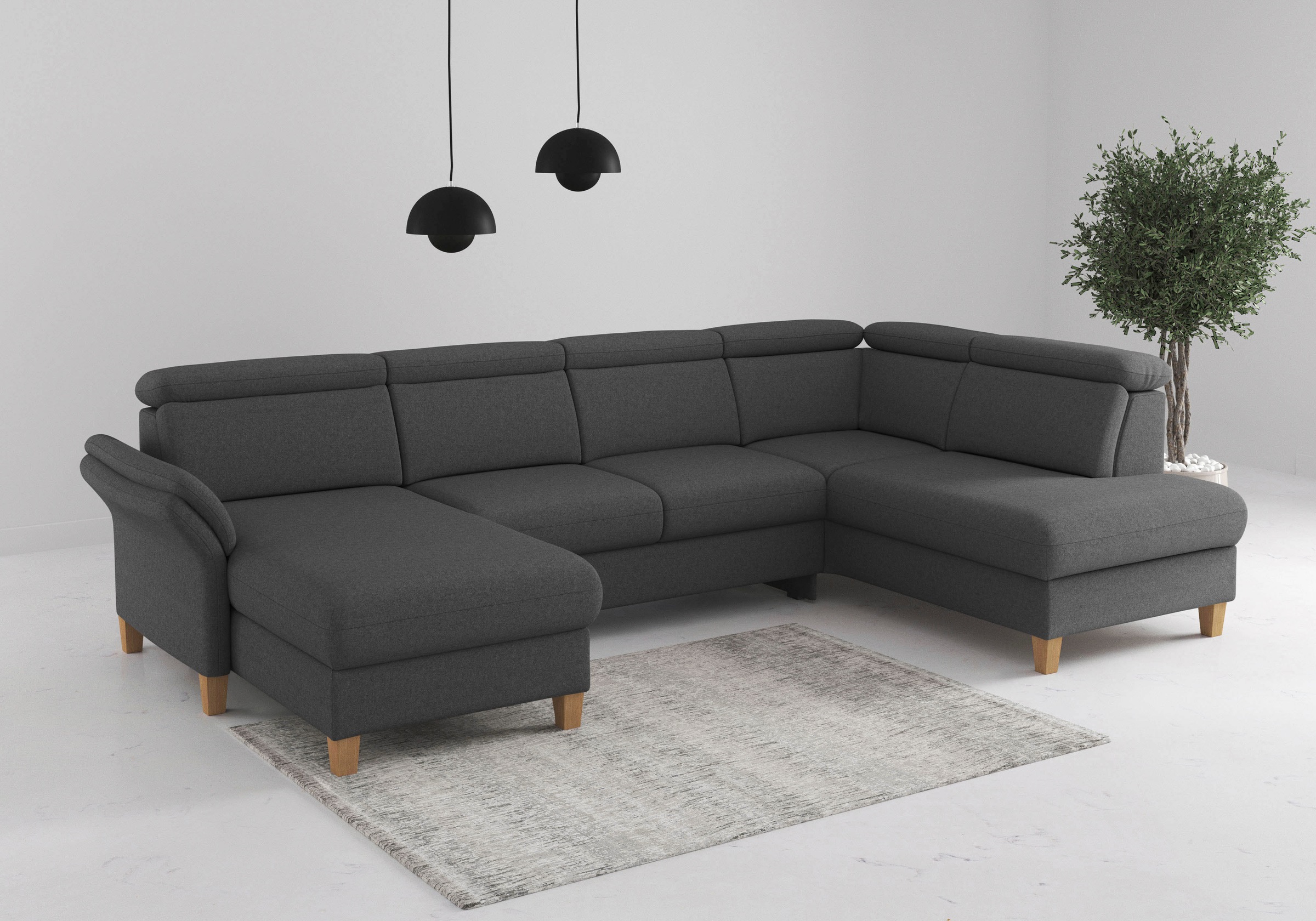 OTTO home Wohnlandschaft "Glendale, U-Form" inkl. Kopfteilverstellung, wahlweise mit Vorziehsitz und Bettkasten