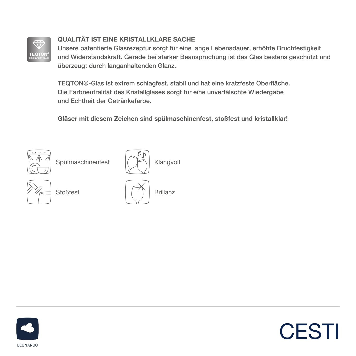 LEONARDO Gläser-Set »CESTI + Poliertuch, 9-teilig«, (Set, 9 tlg.), 4 Rotweingläser und 4 Trinkgläser mit Poliertuch