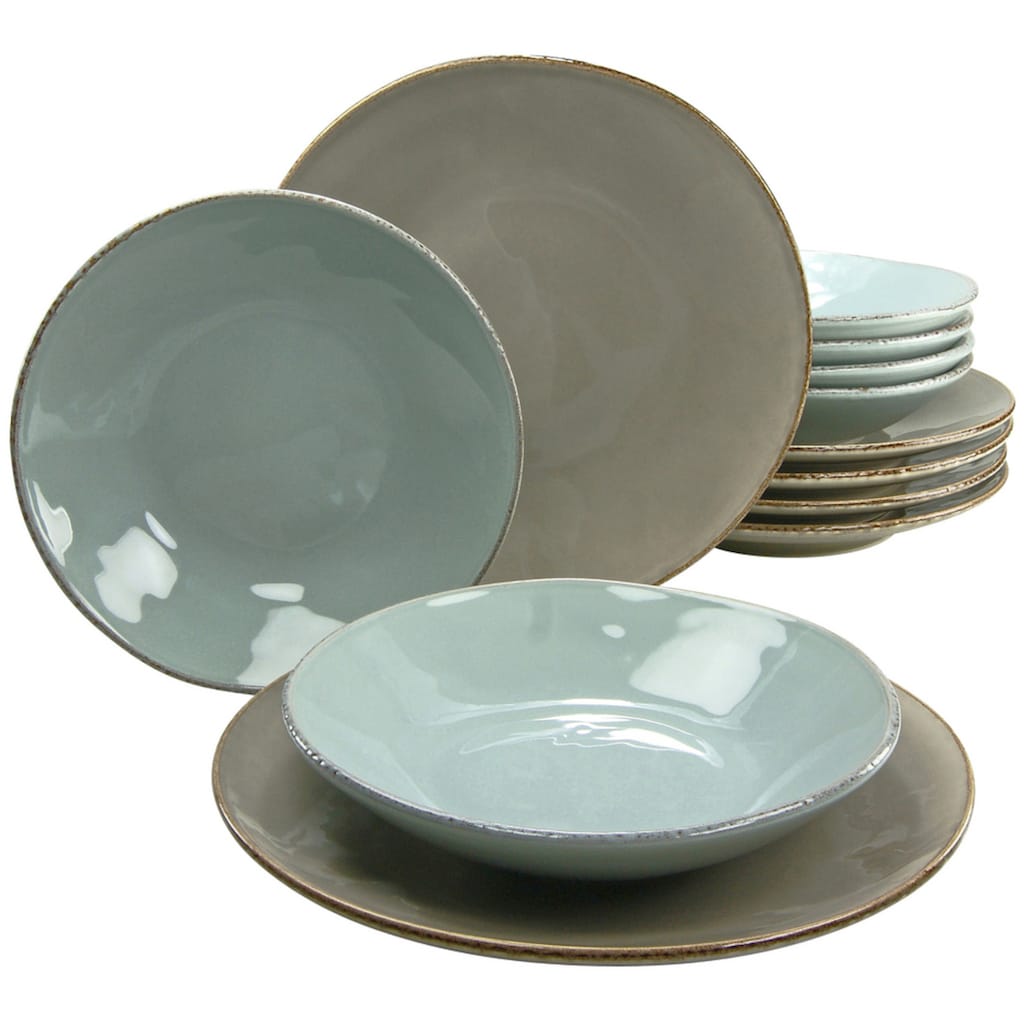 CreaTable Tafelservice »Teller Set, Geschirr-Set OSLO«, (Set, 12 tlg., Teller Set für 6 Personen)