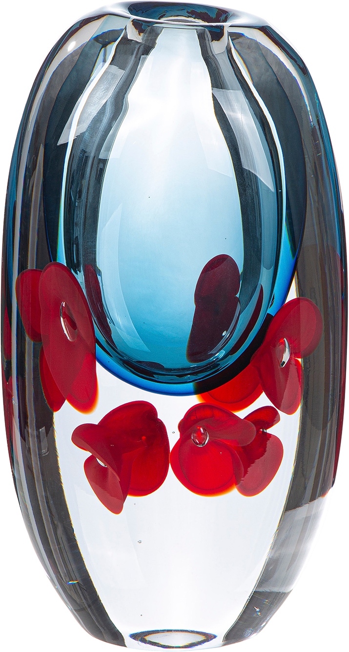 GILDE Tischvase "Vase Rose Blumenmotiv" Dekovase, Glas, Blumenvase, Blumenmotiv, romantisch, Designvase