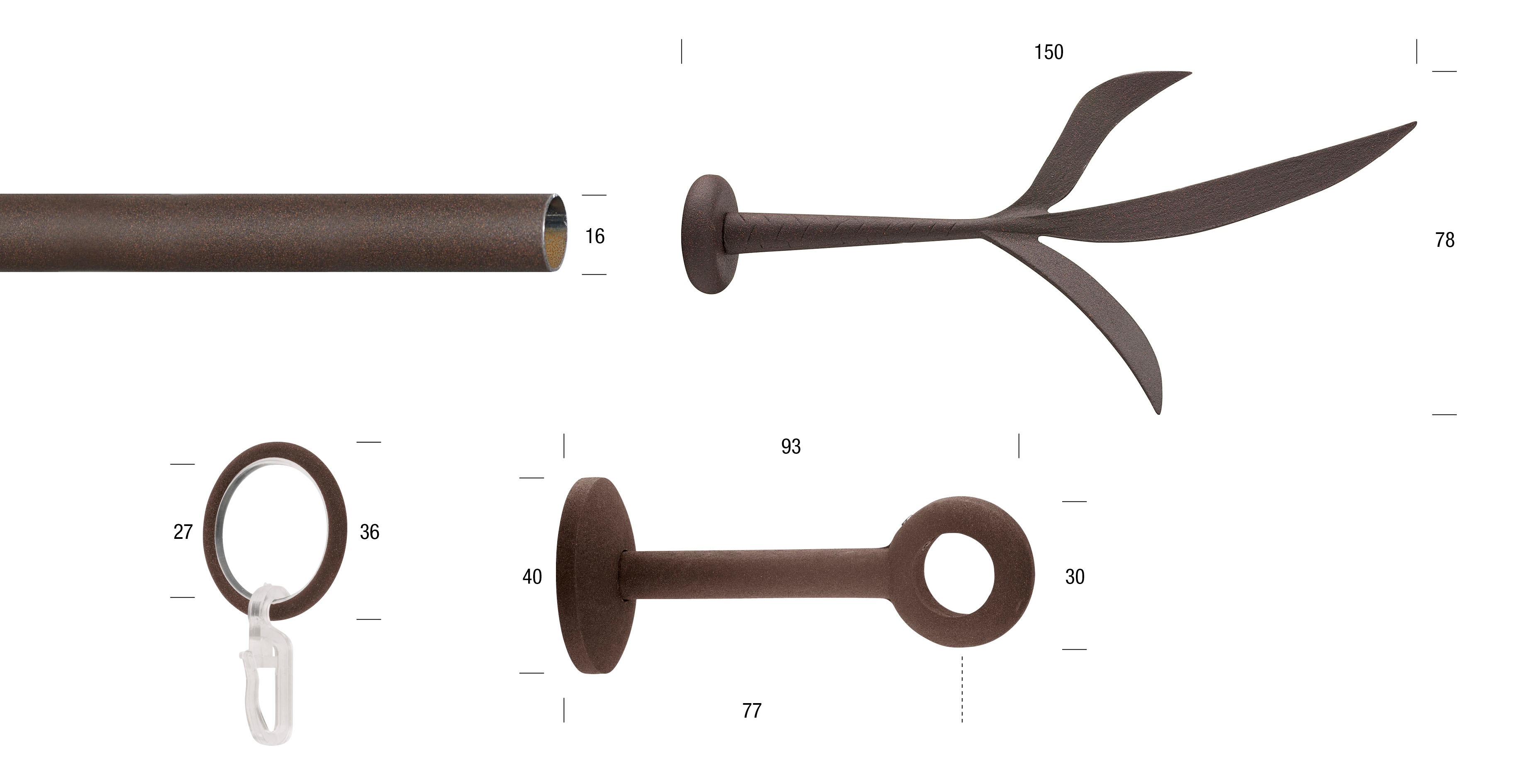 Thumbnail - GARESA Gardinenstange "ESPERANCA" Ø 16 mm 1 läufig-läufig Wunschmaßlänge;Träger;Endstücke;Befestigungsmaterial;Montagean...