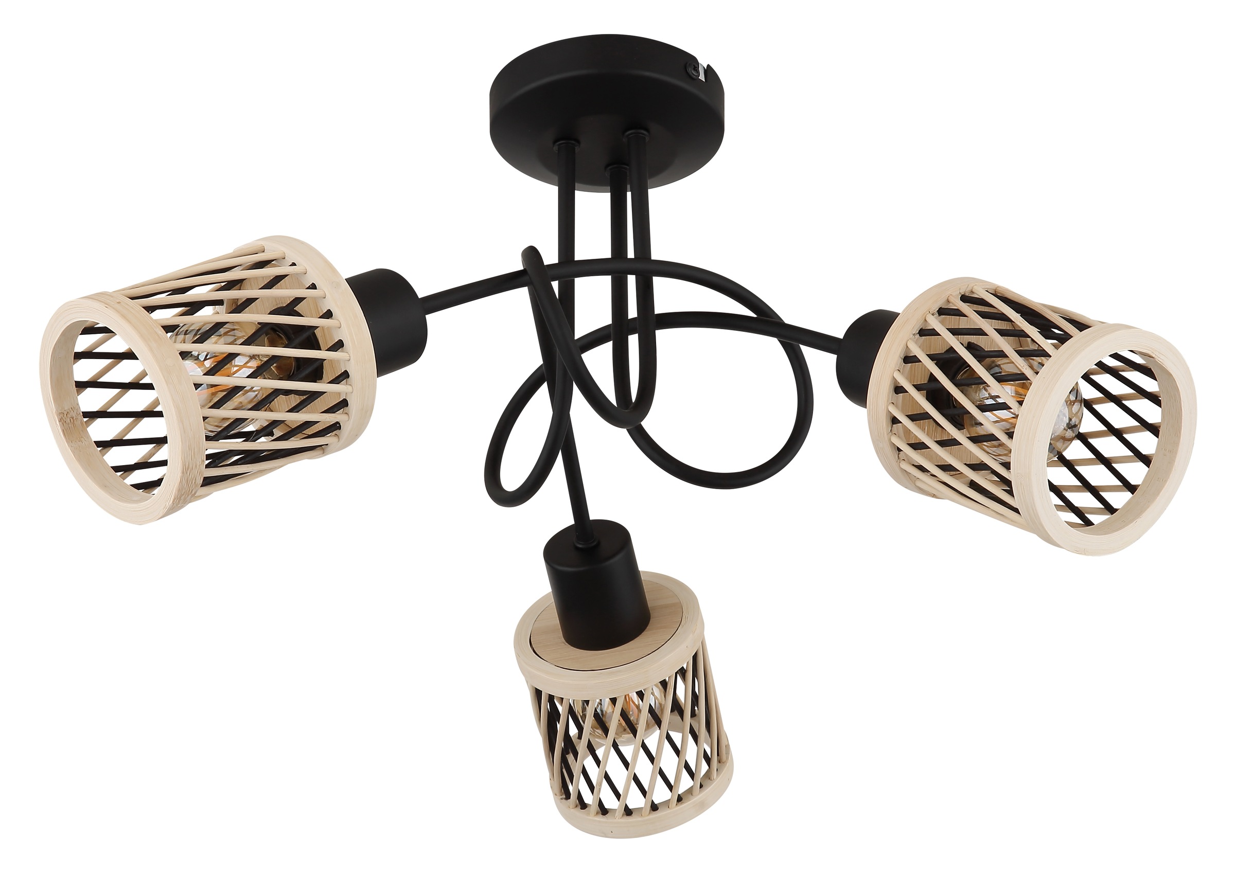 NOWA LED Deckenleuchte »MALI« E14 1 Stk. Deckenlampe schwarz Bambus naturfarben Wohnzimmer Flur