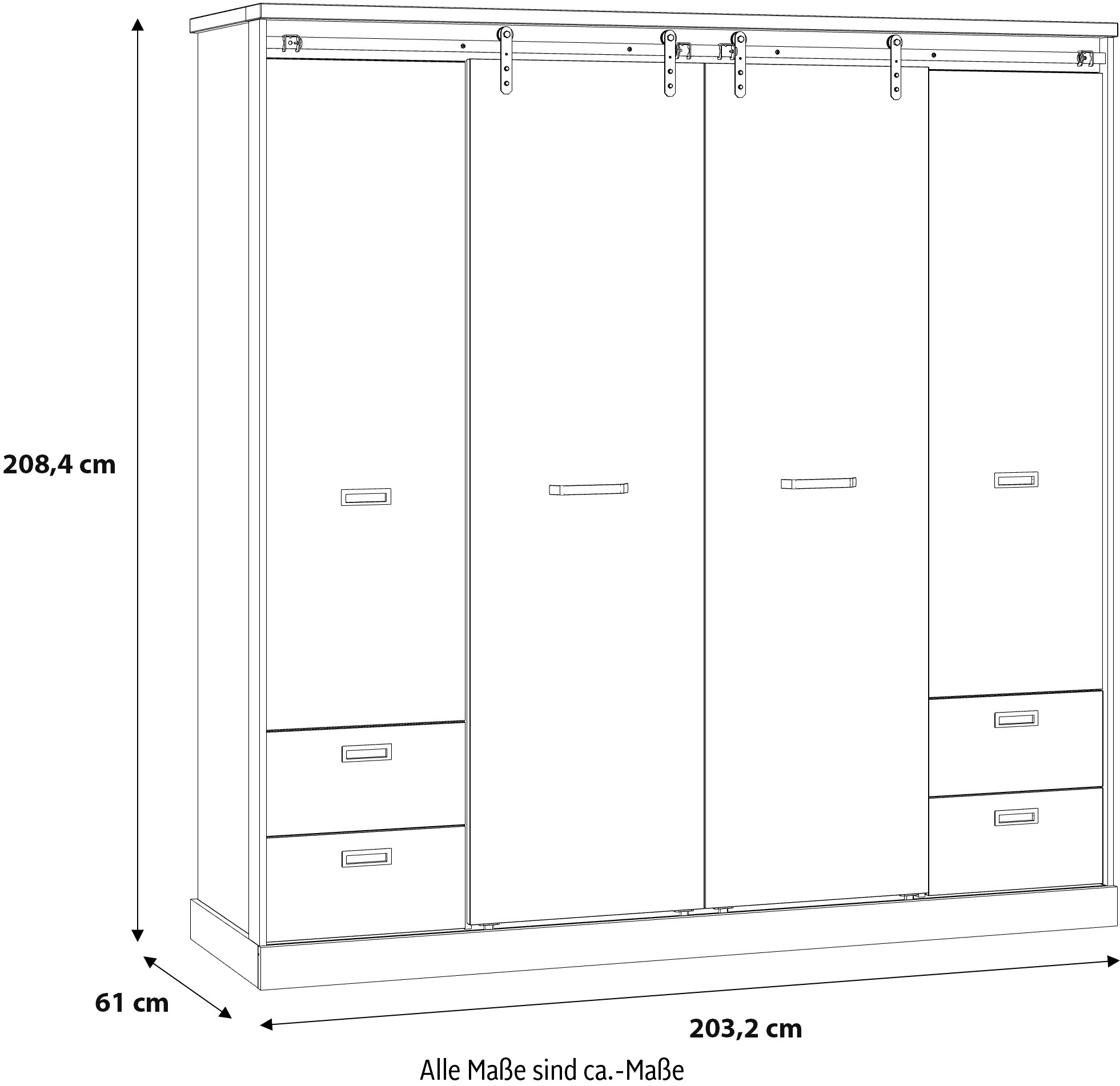 FORTE Kleiderschrank, (B/H/T ca. 203,2x208,4x61 cm)