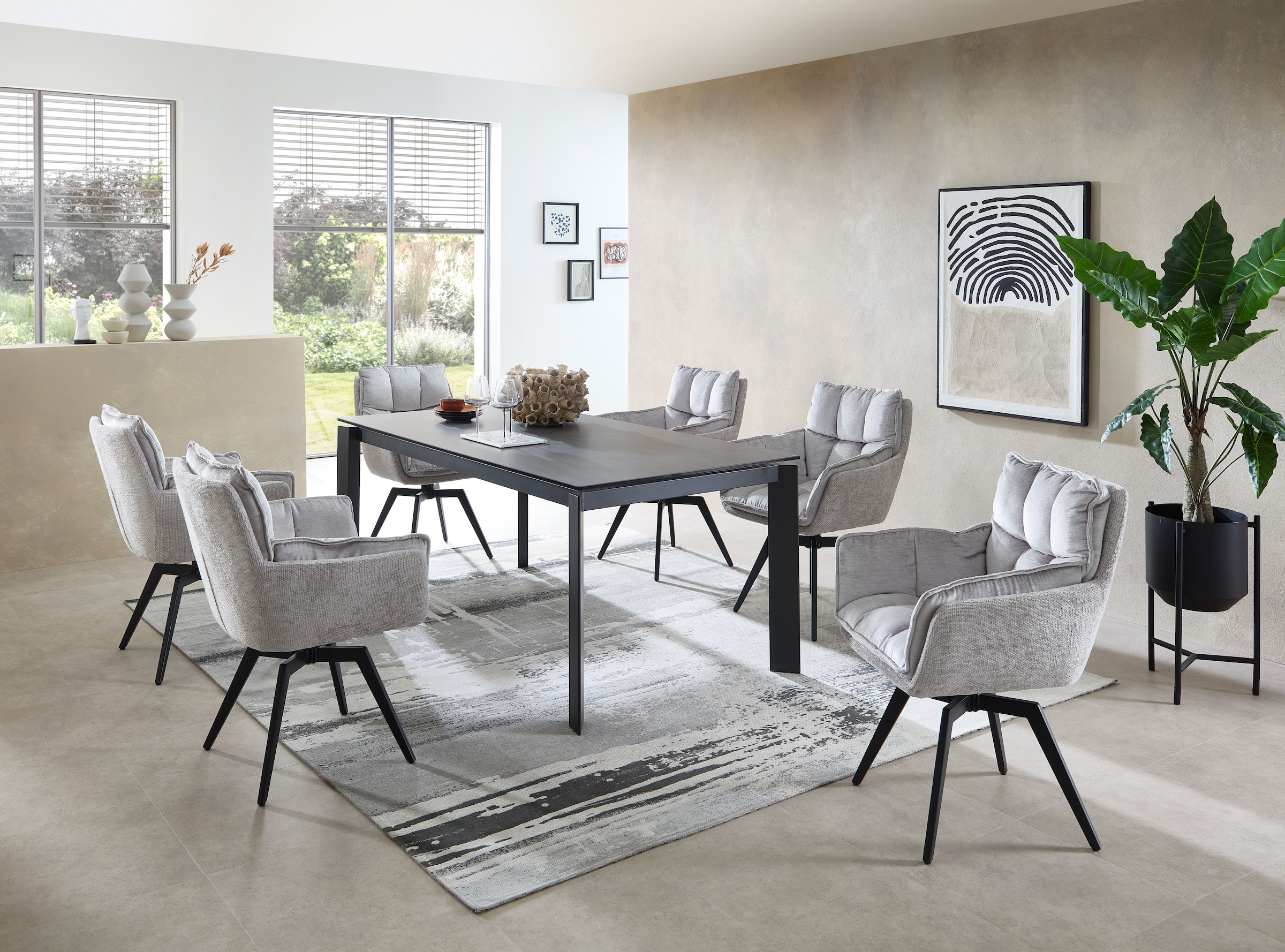 Stolkom Esstisch »Paul Esszimmertisch Keramik, ausziehbar auf 240 cm, BxHxT 180x76x95 cm«, Keramikoberfläche, Tischplatte ausziehbar von 180 auf 240 cm