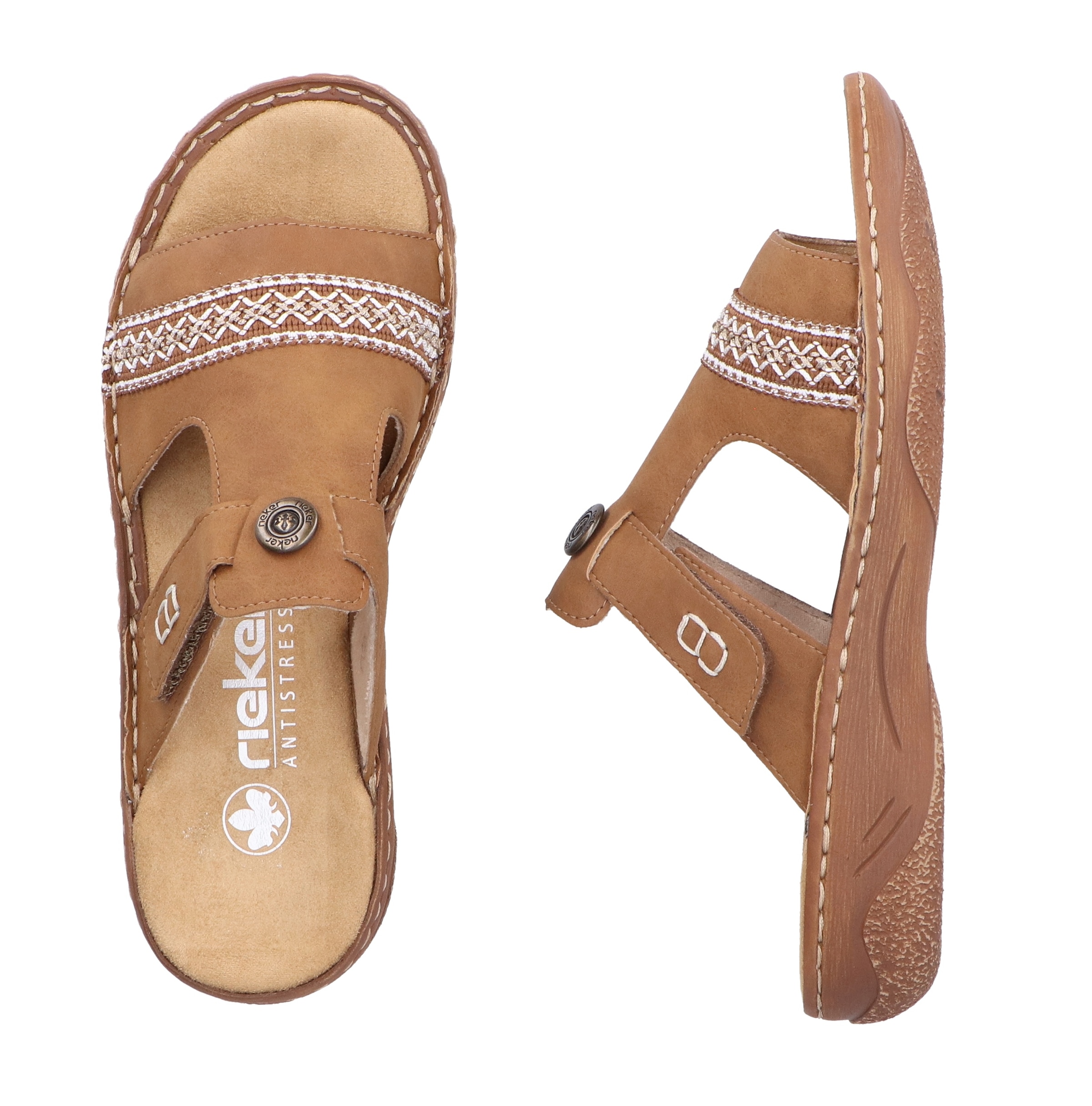 Rieker Pantolette, Sommerschuh, Schlappen, Hausschuh, Urlaubschuh mit Klettverschluss