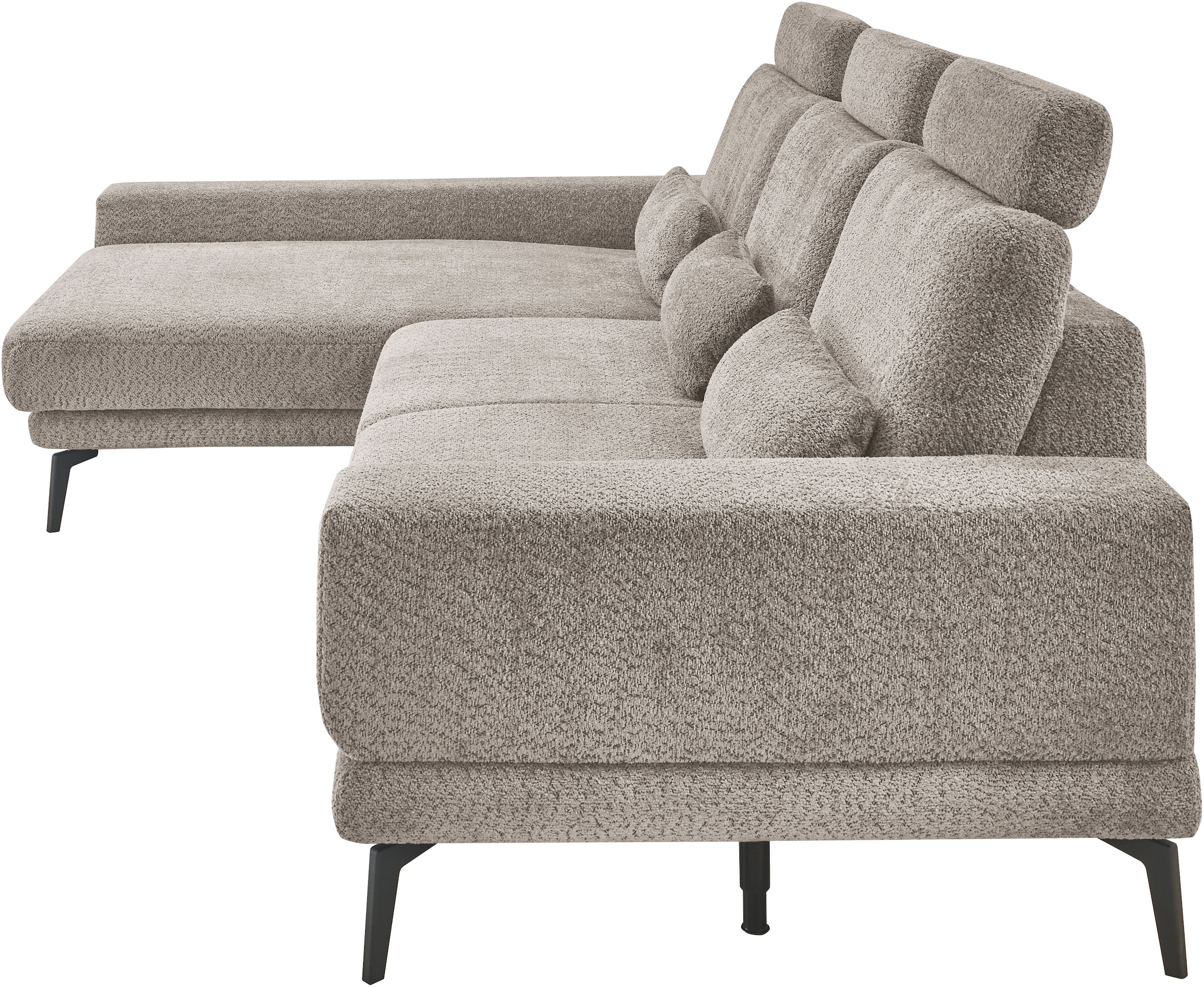 set one by Musterring Ecksofa »SO 3600, inkl motor. Sitztiefenverstellung, Kopfstützen, Nierenkissen«, Sitzhöhe 42 cm, Kaltschaum, Breite 293 x Tiefe 180 cm, Kama stone