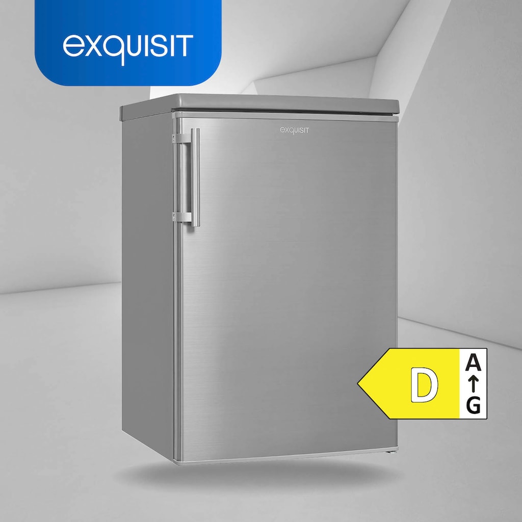 exquisit Kühlschrank »KS16-4-HE-040D«, KS16-4-HE-040D inoxlook, 85 cm hoch, 55 cm breit