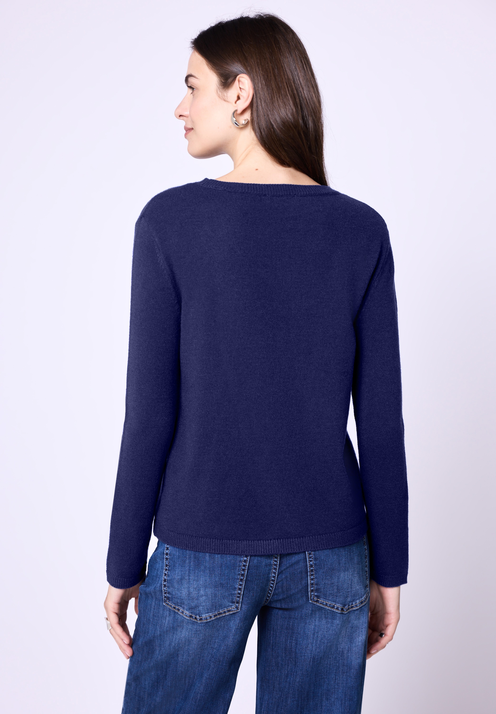 STREET ONE STUDIO Rundhalspullover in Unifarbe günstig online kaufen