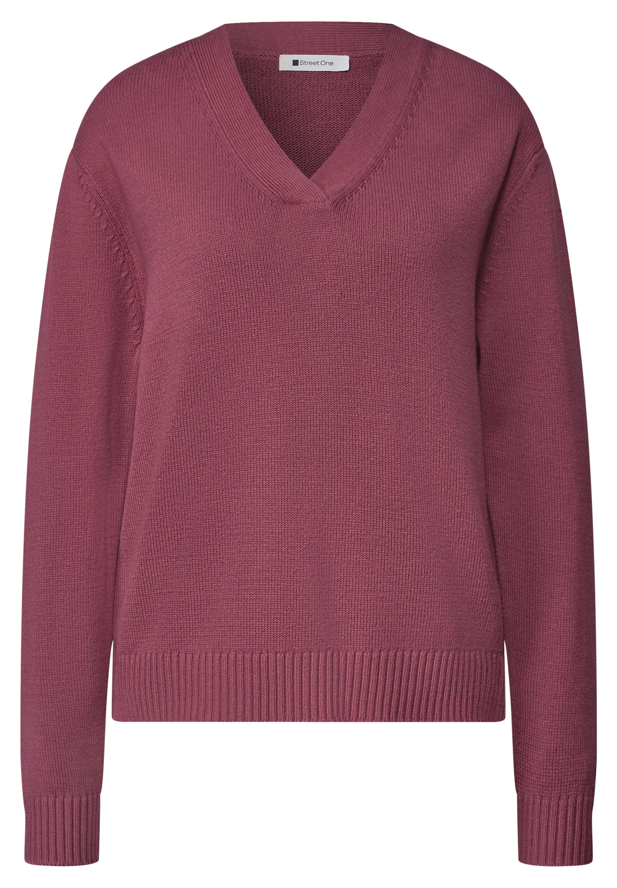 STREET ONE V-Ausschnitt-Pullover im soften Baumwoll-Mix
