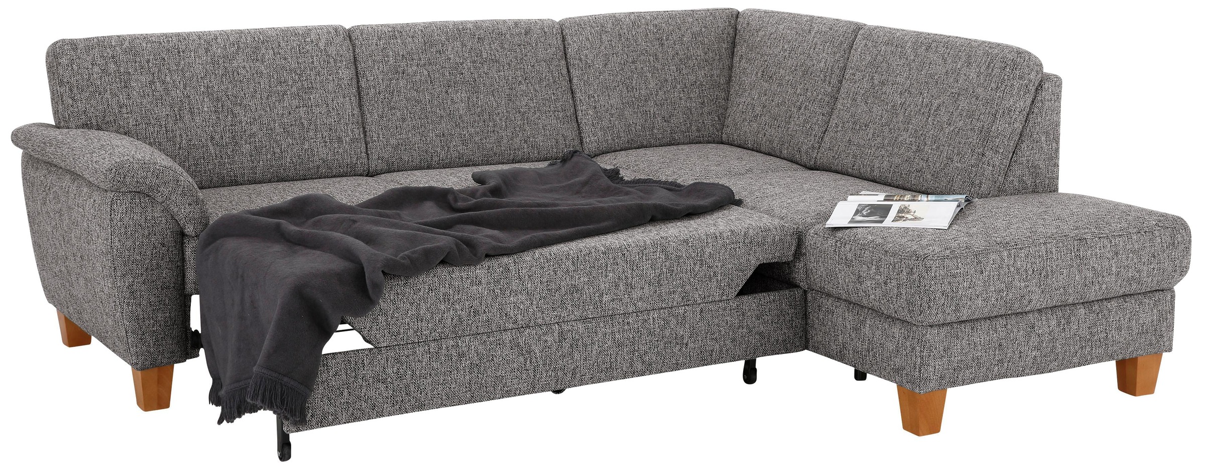 Home affaire Ecksofa »Alta L-Form«, mit Federkern und Kontrastnaht, Füße Buche eichefarben