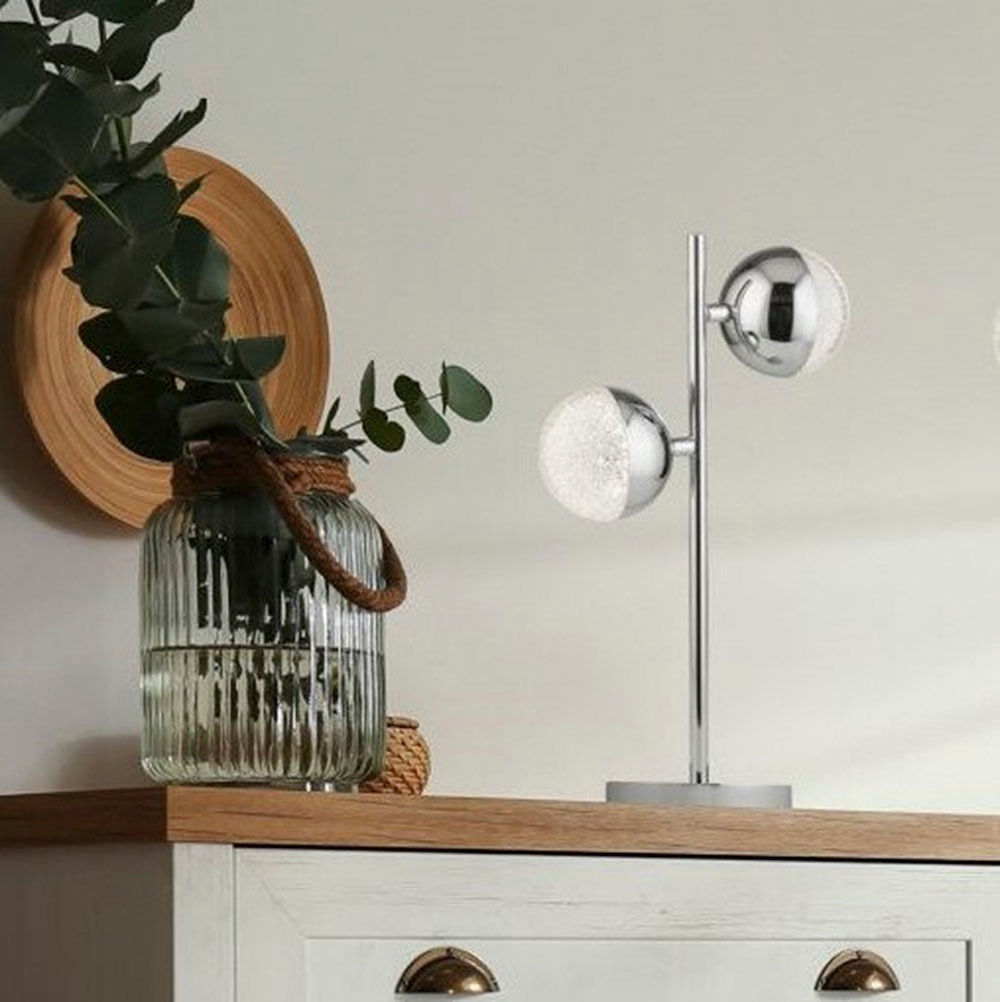 Searchlight Tischleuchte »Marbles 2Lt Tischleuchte - Chrom mit Kristallsand« LED-Modul 1 Stk.