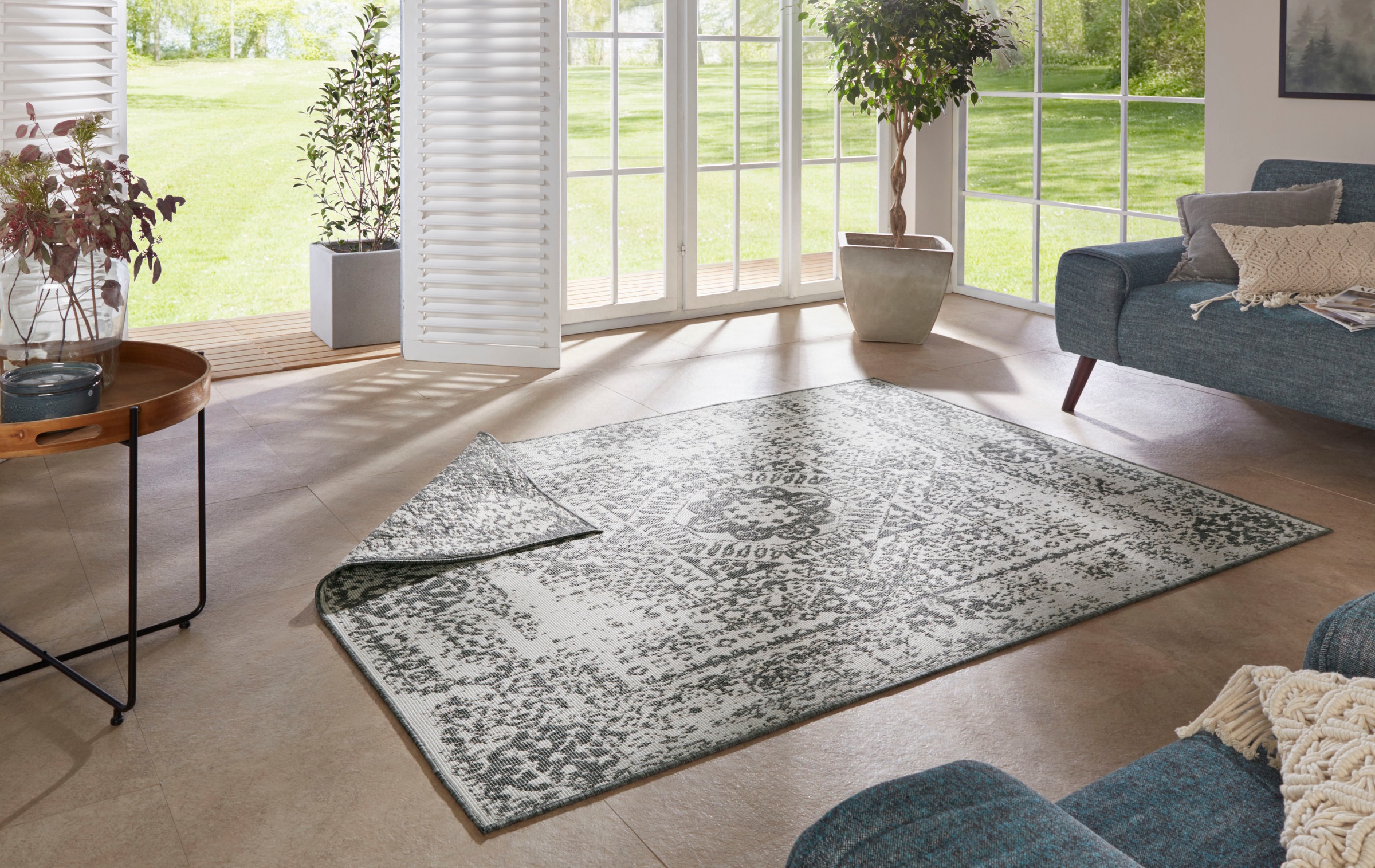NORTHRUGS Teppich »Danao«, rechteckig, 5 mm Höhe, In-und Outdoor geeignet, Robust, Pflegeleicht, Flachgewebe, Wendbar