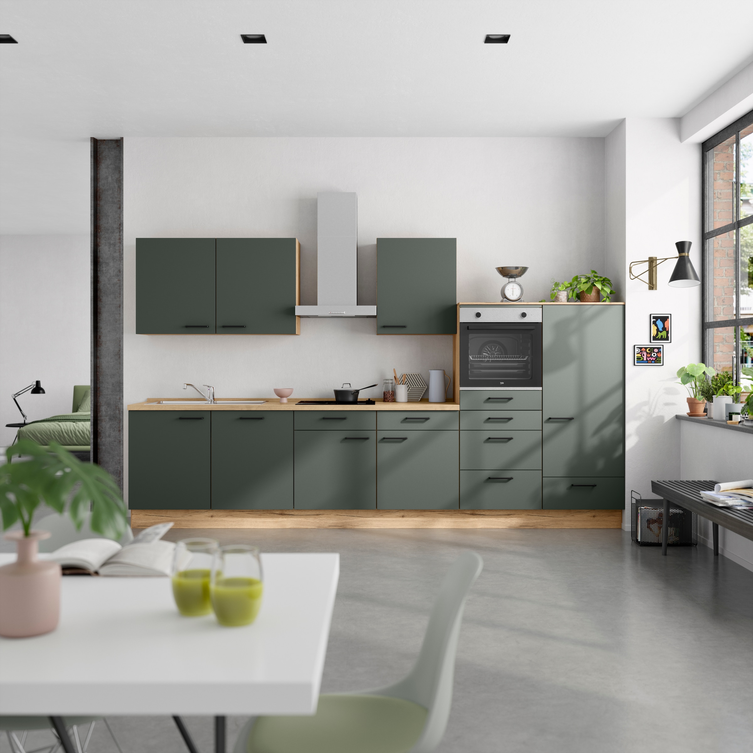 nobilia® Küchenzeile »"Easytouch I"«, vormontiert, Ausrichtung wählbar, Breite 360 cm, wahlw. mit E-Geräten