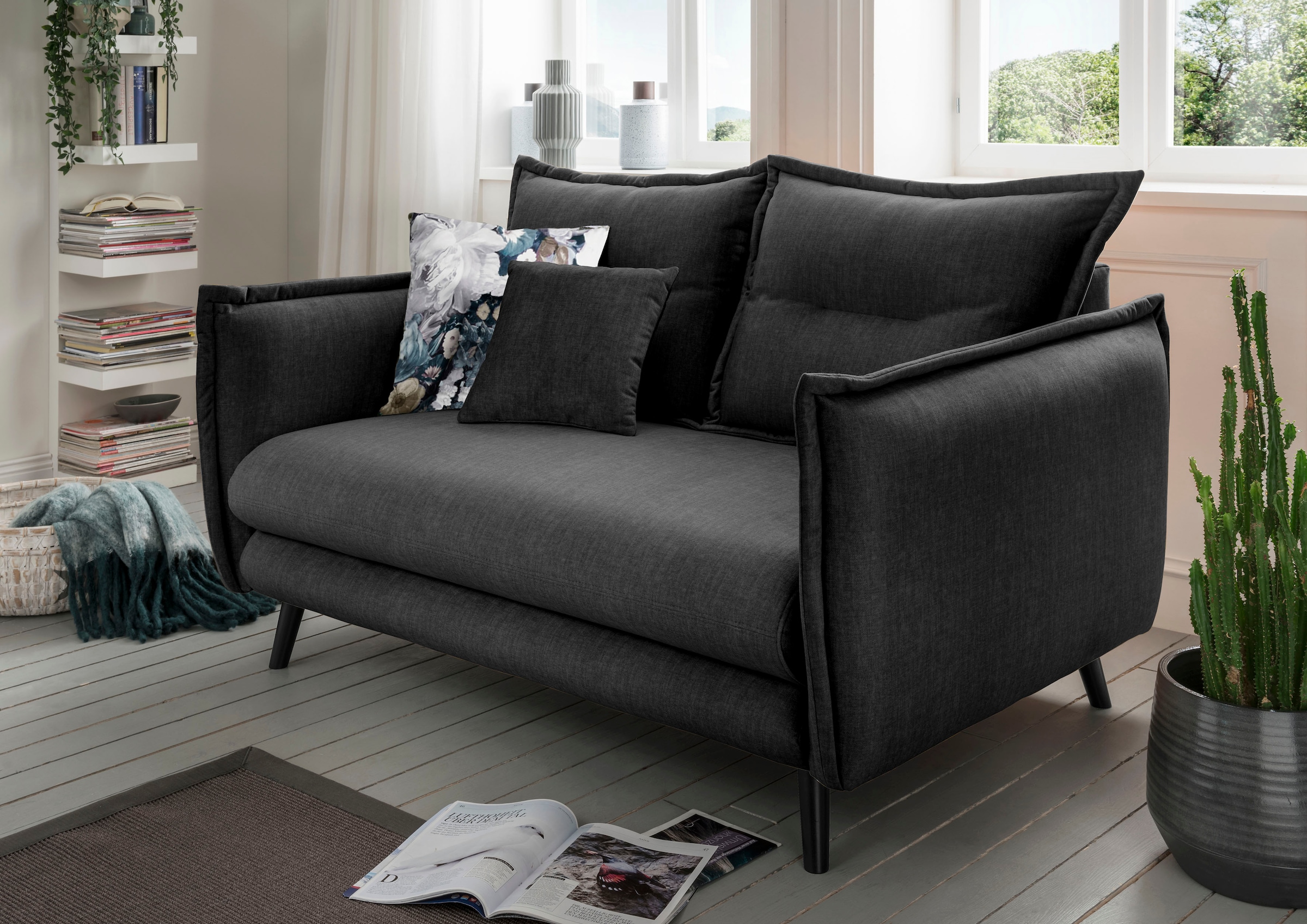 Home affaire 2-Sitzer "Levke, 162 cm breit, modern und bequem" Velours, Kissen: Microfaser, inkl. Rücken- und Zierkissen