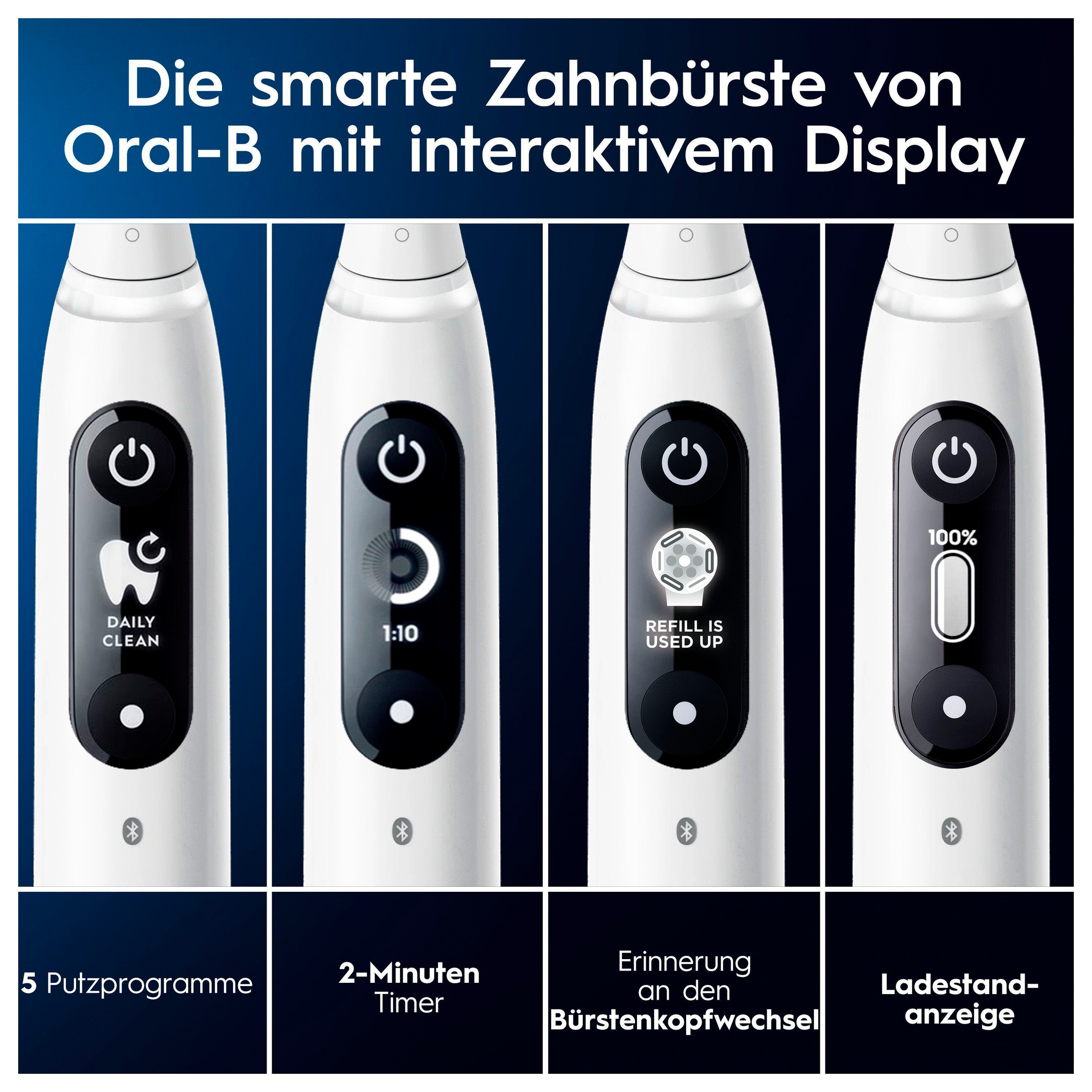 Oral-B Elektrische Zahnbürste »iO 7« 2 Stk. Aufsteckbürsten mit Magnet-Technologie, Display, 5 Putzmodi, Reiseetui