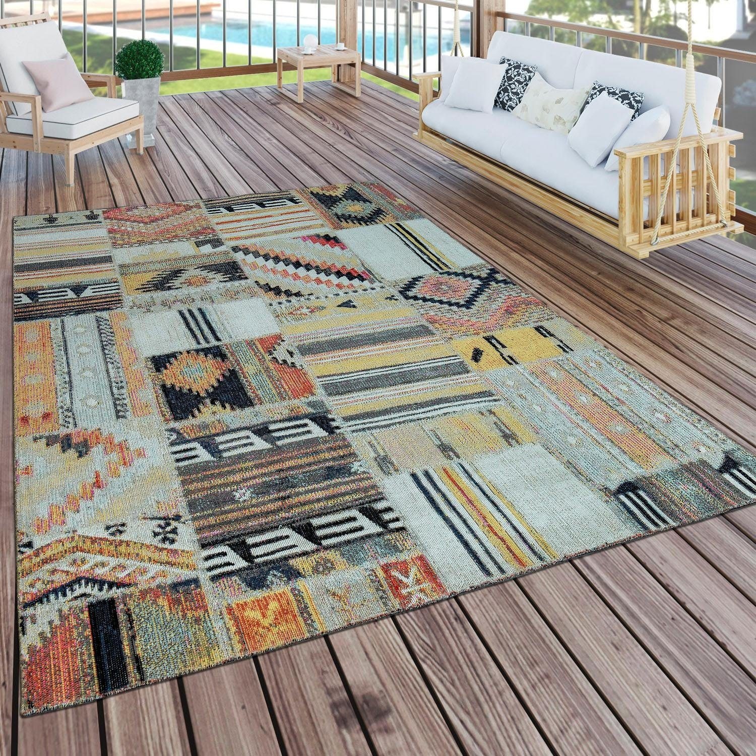 Paco Home Teppich »Artigo 406«, rund, Kurzflor, Patchwork Muster, Vintage  Design, In- und Outdoor geeignet bestellen | BAUR
