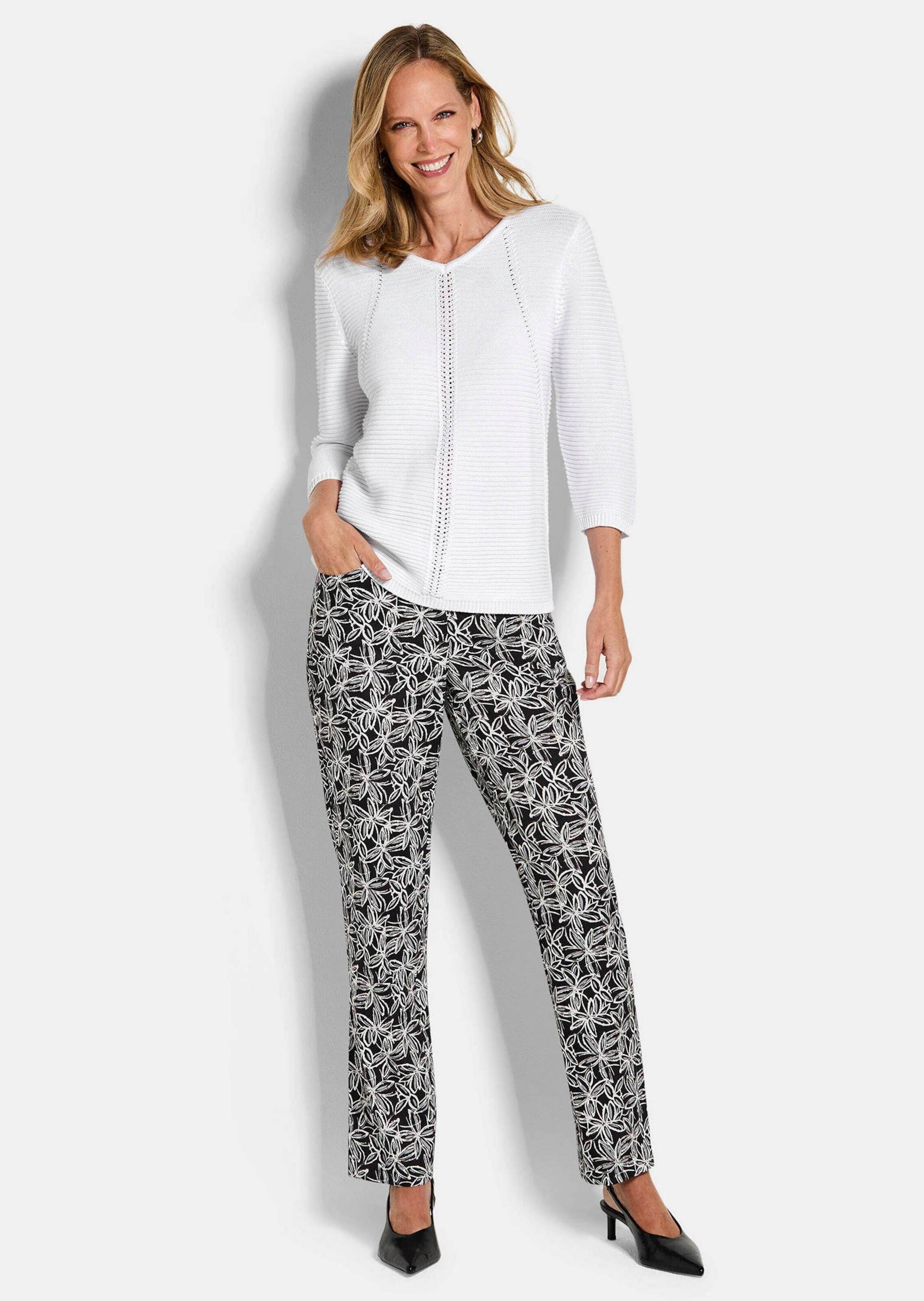 GOLDNER Rundhalspullover "Kurzgröße Eleganter V-Ausschnitt Pullover" Strick günstig online kaufen