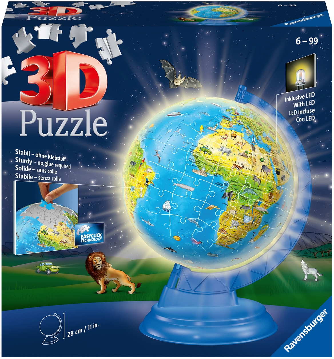 3D-Puzzle »Kinderglobus mit Licht«, Made in Europe, FSC® - schützt Wald - weltweit