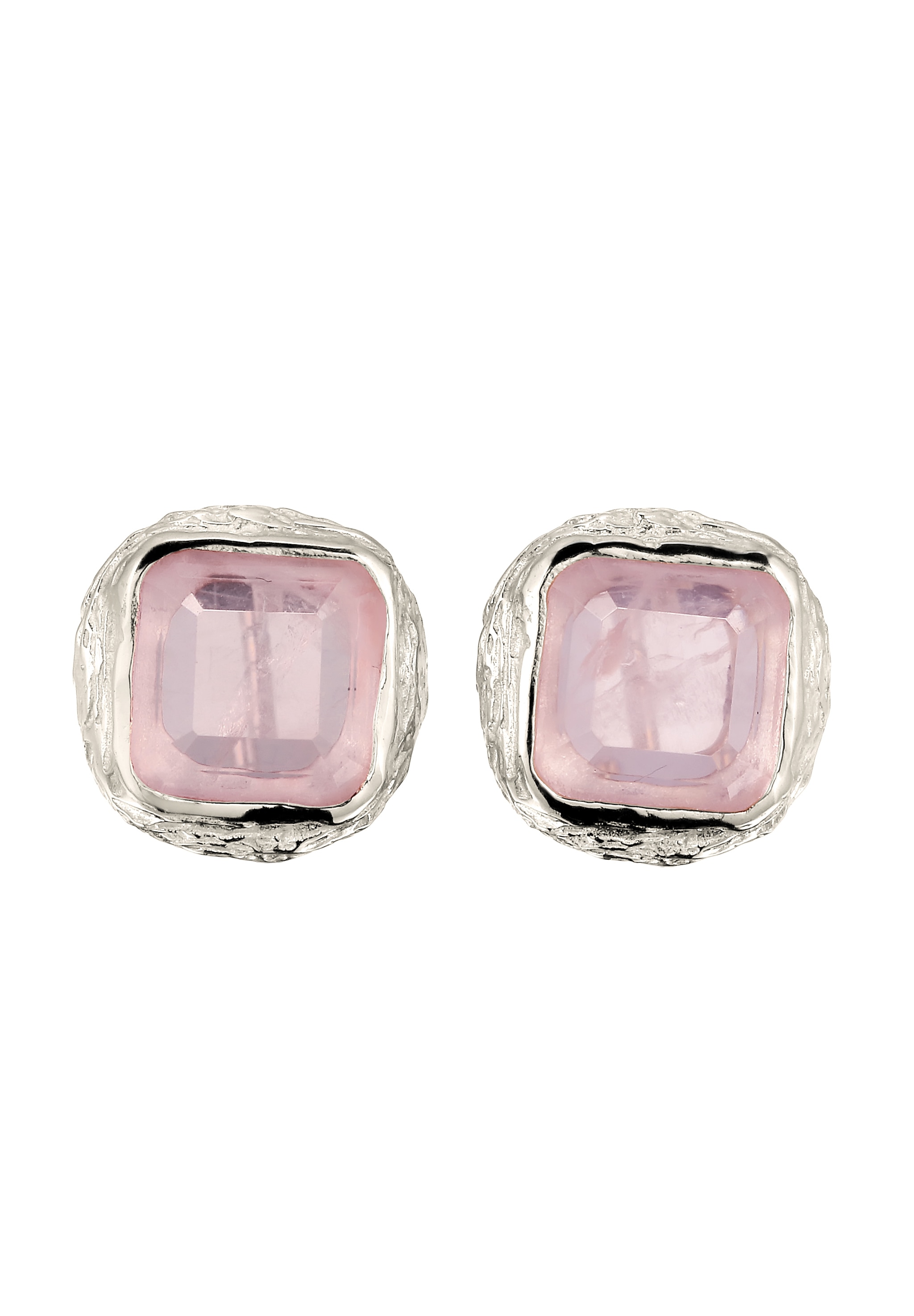 HAZE & GLORY Paar Ohrstecker »Ohrringe Ohrstecker Quadrat Quarz Rosa 925 Sterling Silber«
