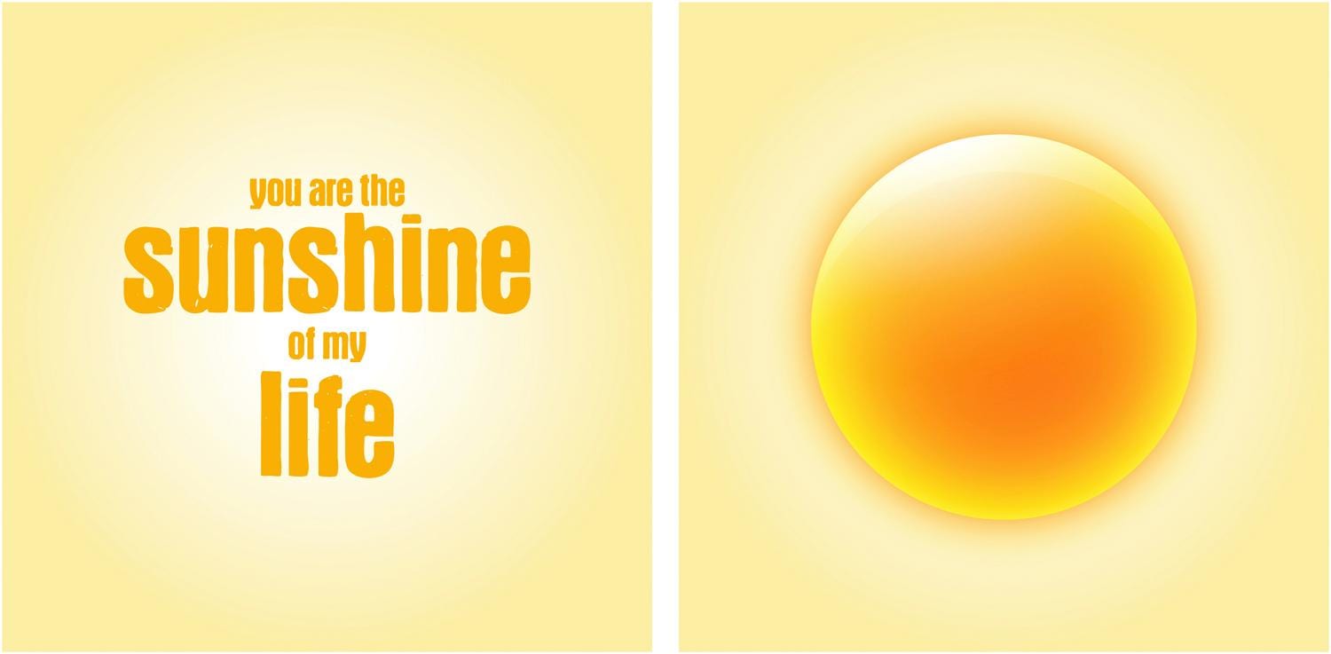 queence Leinwandbild "Sunshine" Kunst Modern Schriftzug Schriftzüge Sonnenaufgang Spa Spa Bilder Sprüche Sprüche & Texte Set, Premium-Leinwandstoff, Handarbeit aus Deutschland, Spruch, 2er Set