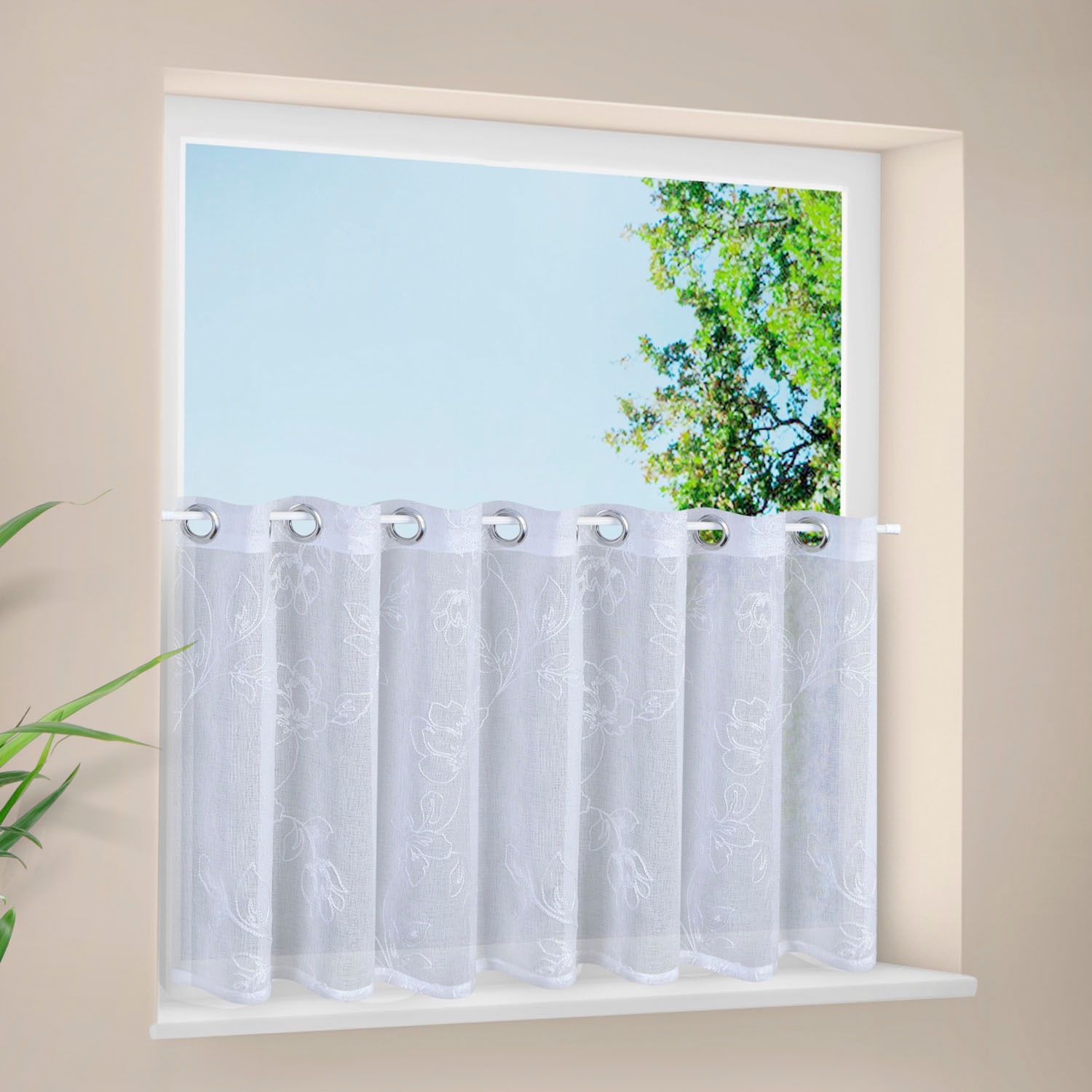 Gerster Gardine "Davina" Ösen 1 Stk. tlg. Ösenpanneau bestickt günstig online kaufen