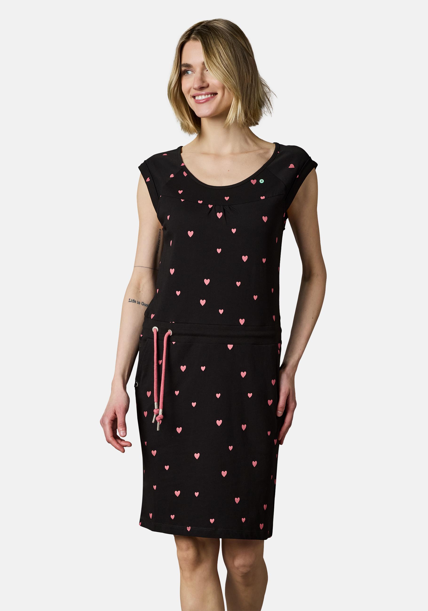 Ragwear Sommerkleid "Penelope Hearts YOUMODO" Außentaschen Eingrifftaschen leichtes Baumwoll Kleid mit verspieltem Print
