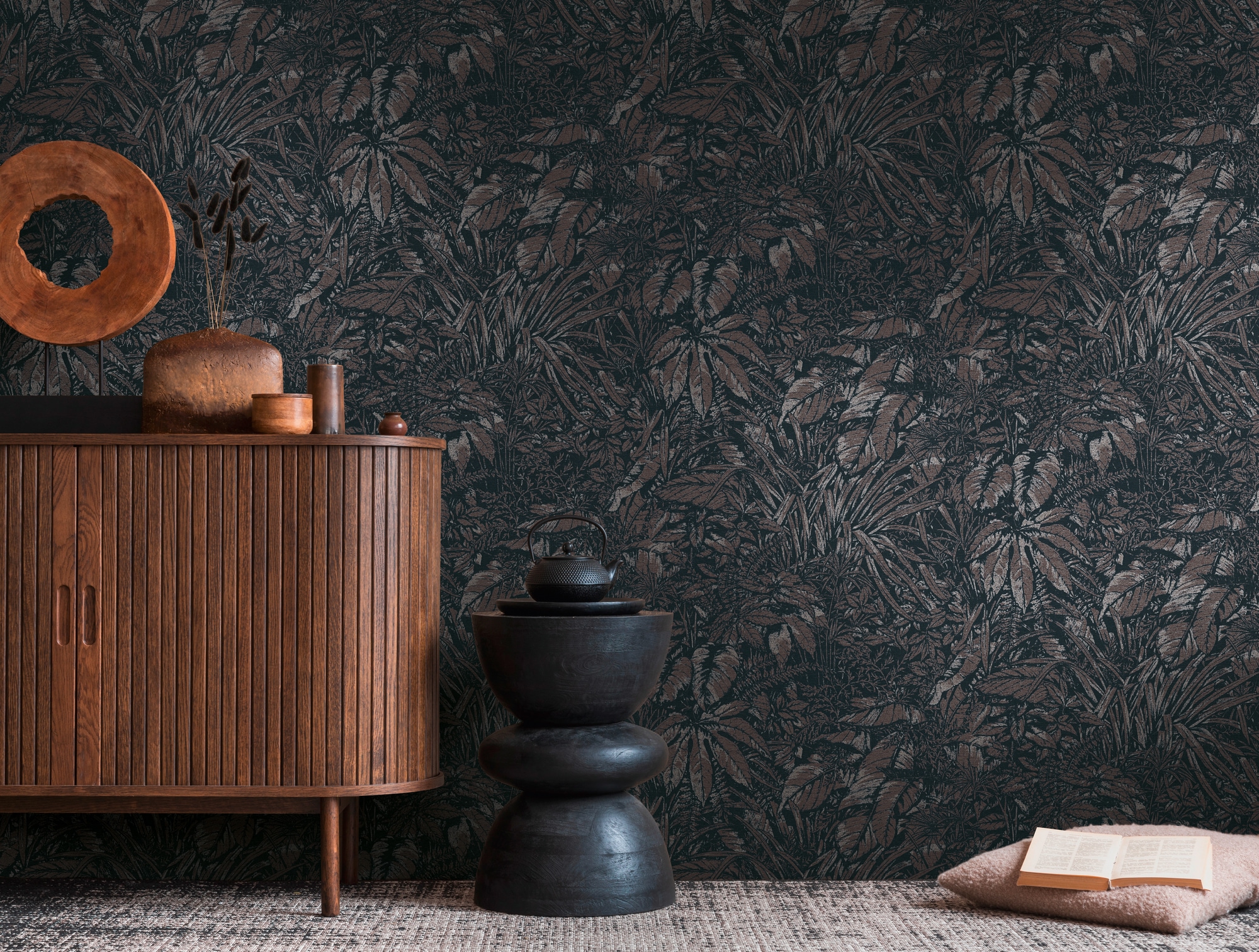 living walls Vliestapete "Smart Surfaces Natur-Tapete Mustertapete Floral Natur" leicht glänzend strukturiert Vliestapete Dschungel für Schlafzimmer Küche Wohnzimmer Natur Design