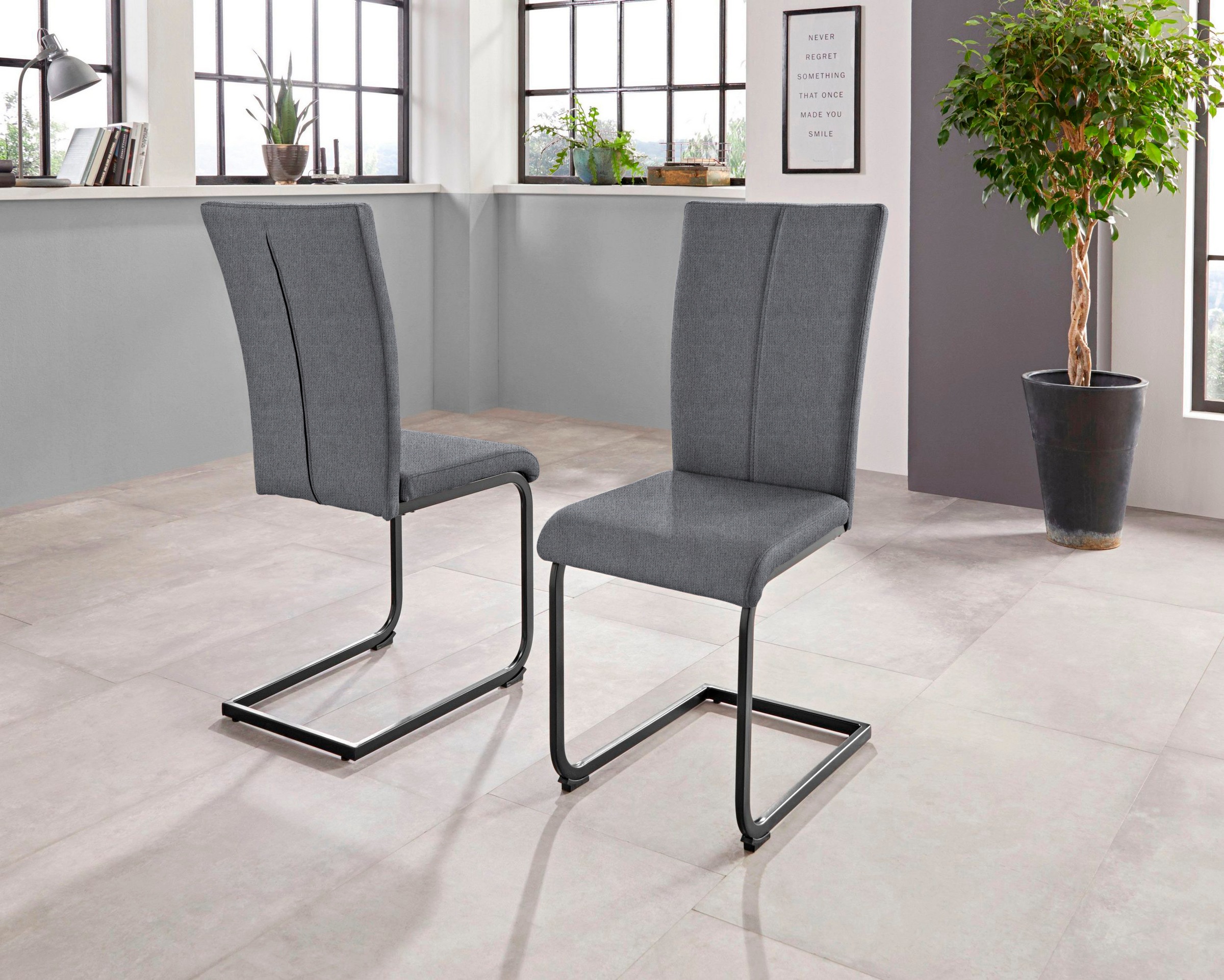 Home affaire Freischwinger »Oliver«, (Set), 2 St., Struktur weich, Stuhl belastbar bis 120 Kg