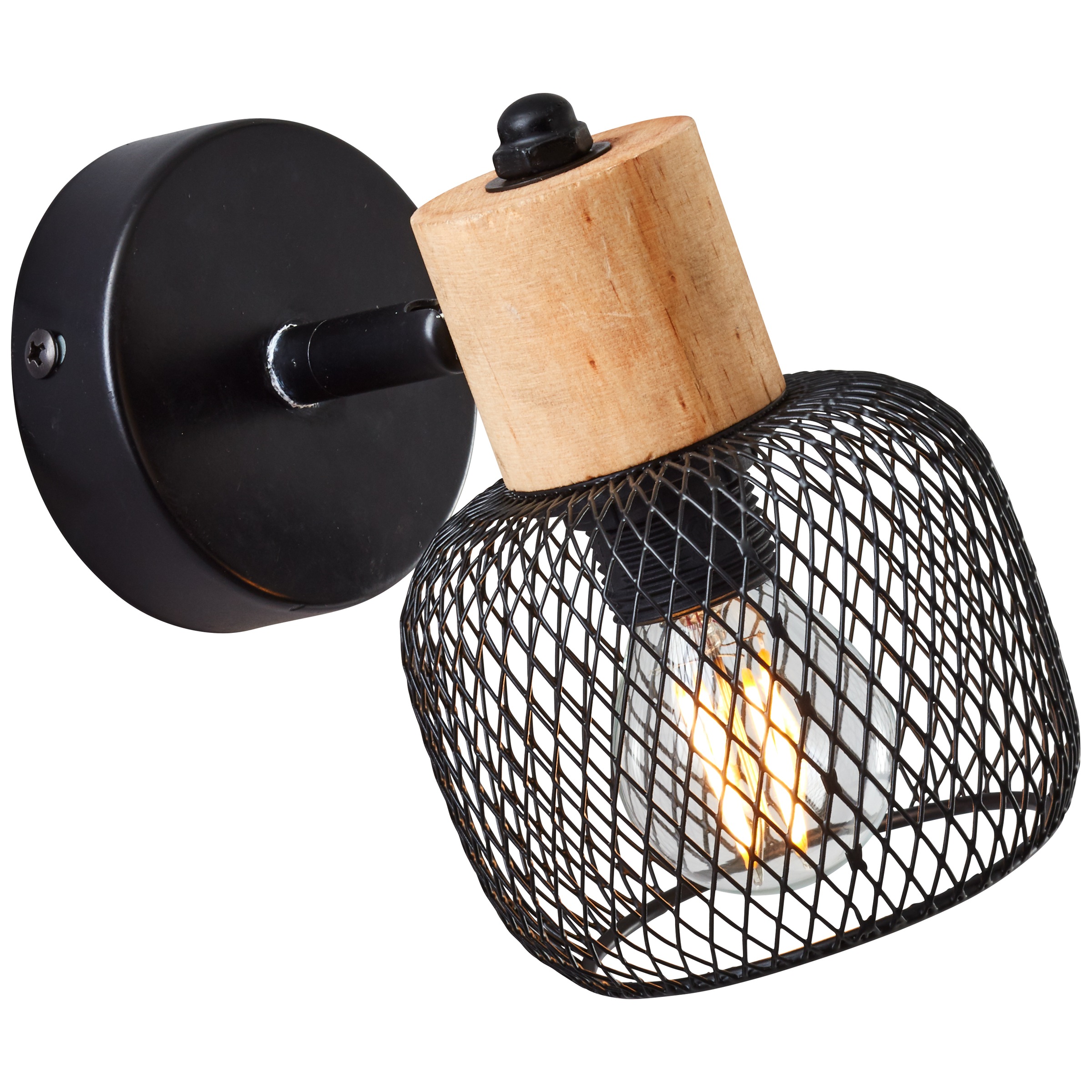 Brilliant Wandstrahler »Giada«, 1 flammig, Leuchtmittel E14 | ohne Leuchtmittel, Wandlampe, 14,5 cm, E14, schwenkbar, Metall/Holz, schwarz/braun