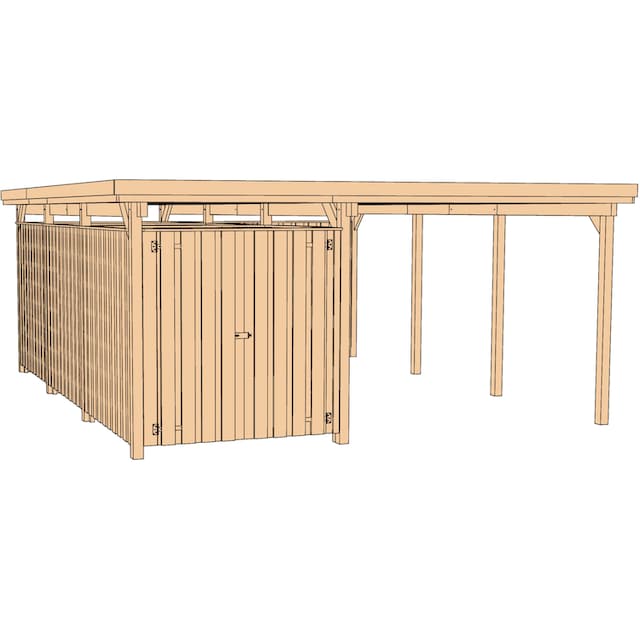 weka Einzelcarport »607 Gr.3«, Holz, 270 cm, braun, inkl. XXL Geräteraum  kaufen | BAUR