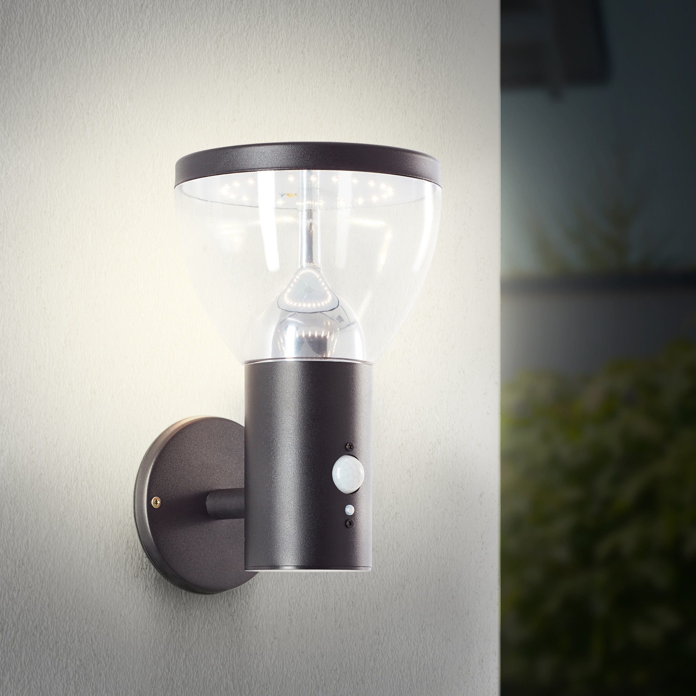 Brilliant LED Außen-Wandleuchte »Tulip«, LED Außenwandleuchte, Solar, 25 cm, 430 lm, 3000 K, Edelstahl, schwarz